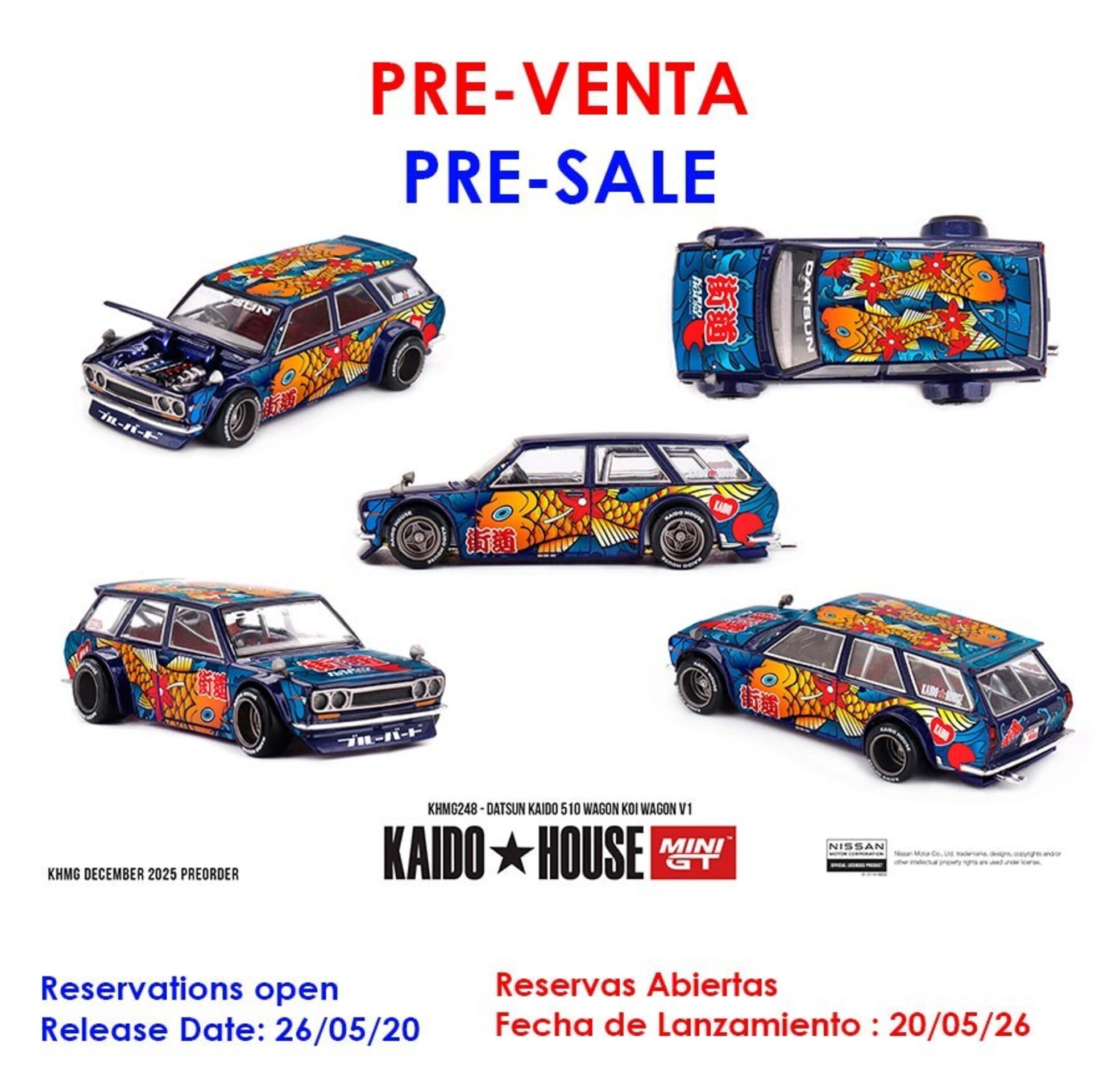(PRE VENTA)1:64 DATSUN 510 WAGON KOI V1 1969   – Kaido House × Mini GT - 1