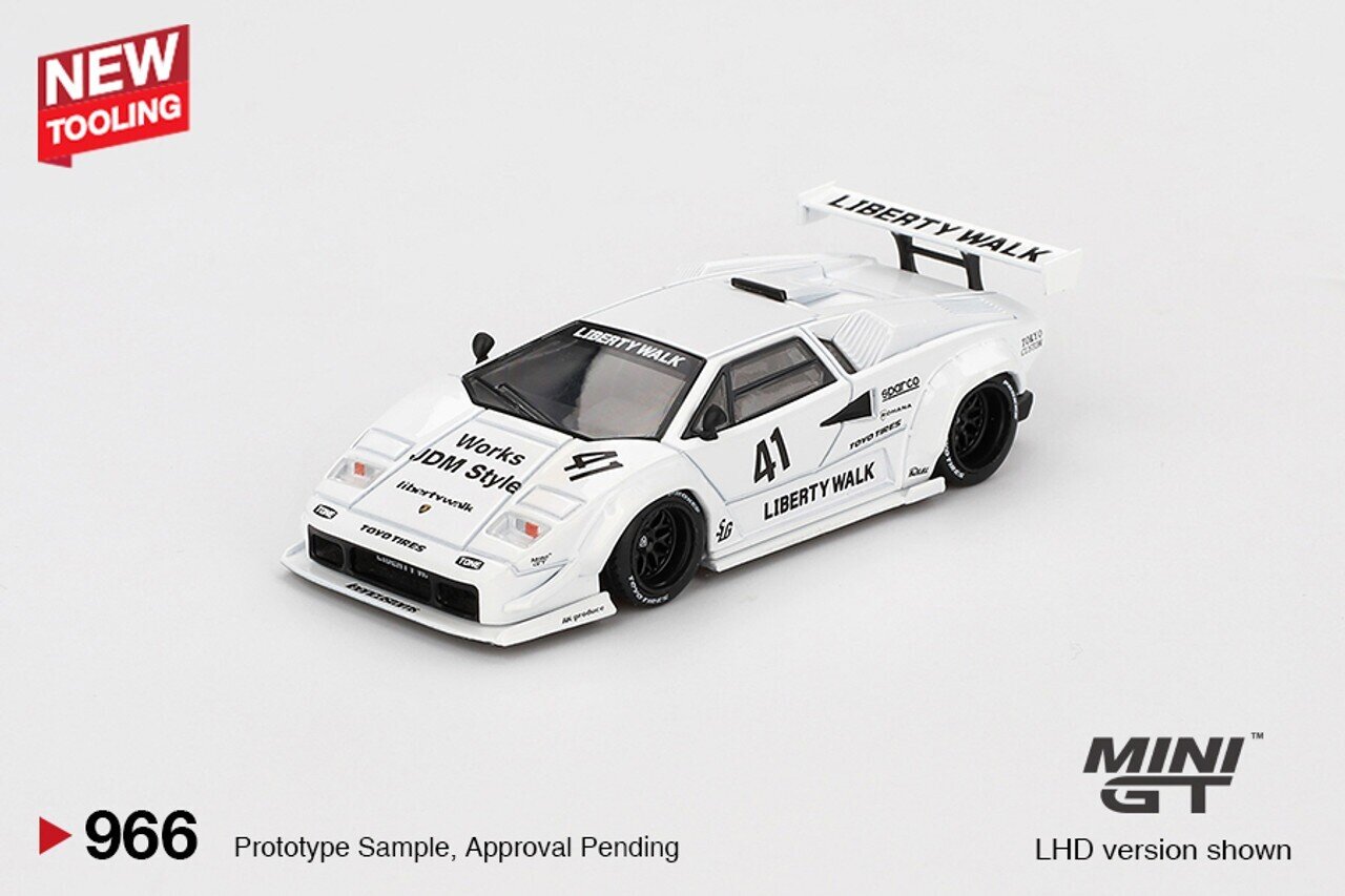 Mini GT 1:64 Lamborghini Countach LB-Works White Tokyo Auto Salon