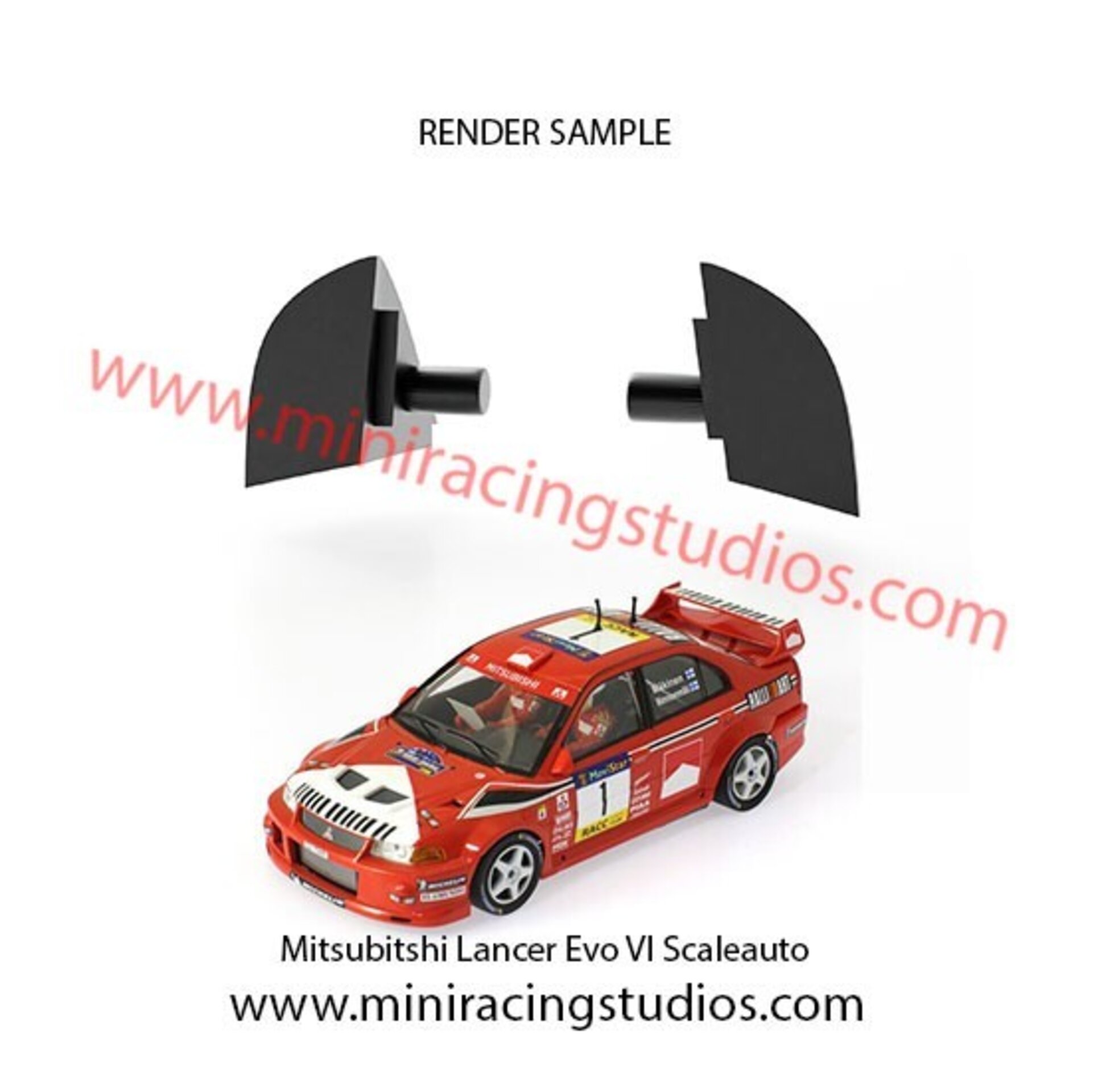 Retrovisores 3D para Mitsubitshi Lancer EVO VI de Scaleauto  – MiniRacingStudios - 1