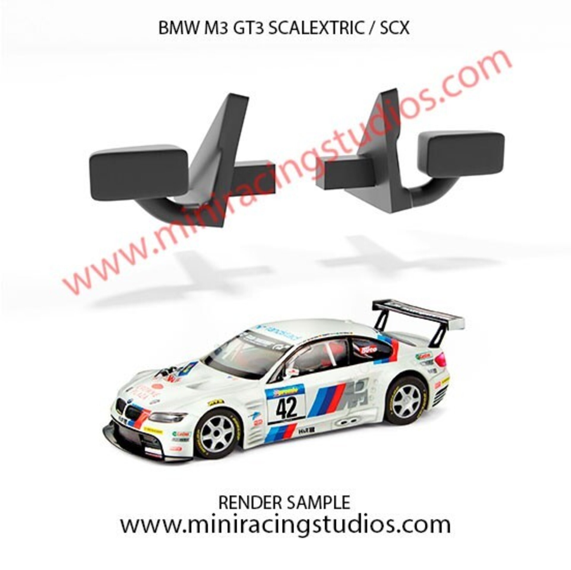 Retrovisores 3D para BMW M3 GTR  de SCX/SCALEXTRIC – MiniRacingStudios - 1