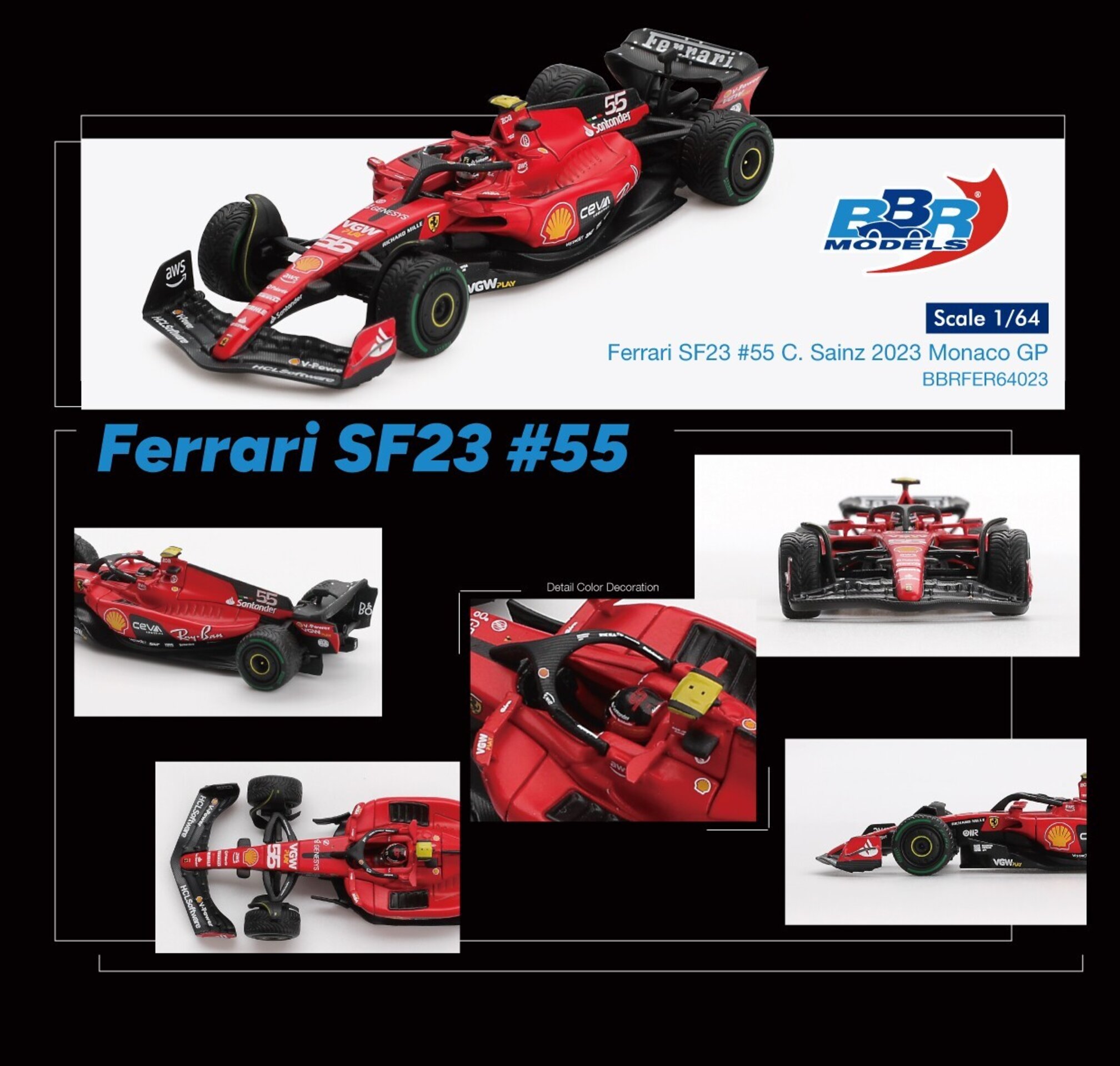 (PRE VENTA) Ferrari SF-23 #16 Leclerc Mónaco GP 2023 – BBR  1:64 - 5