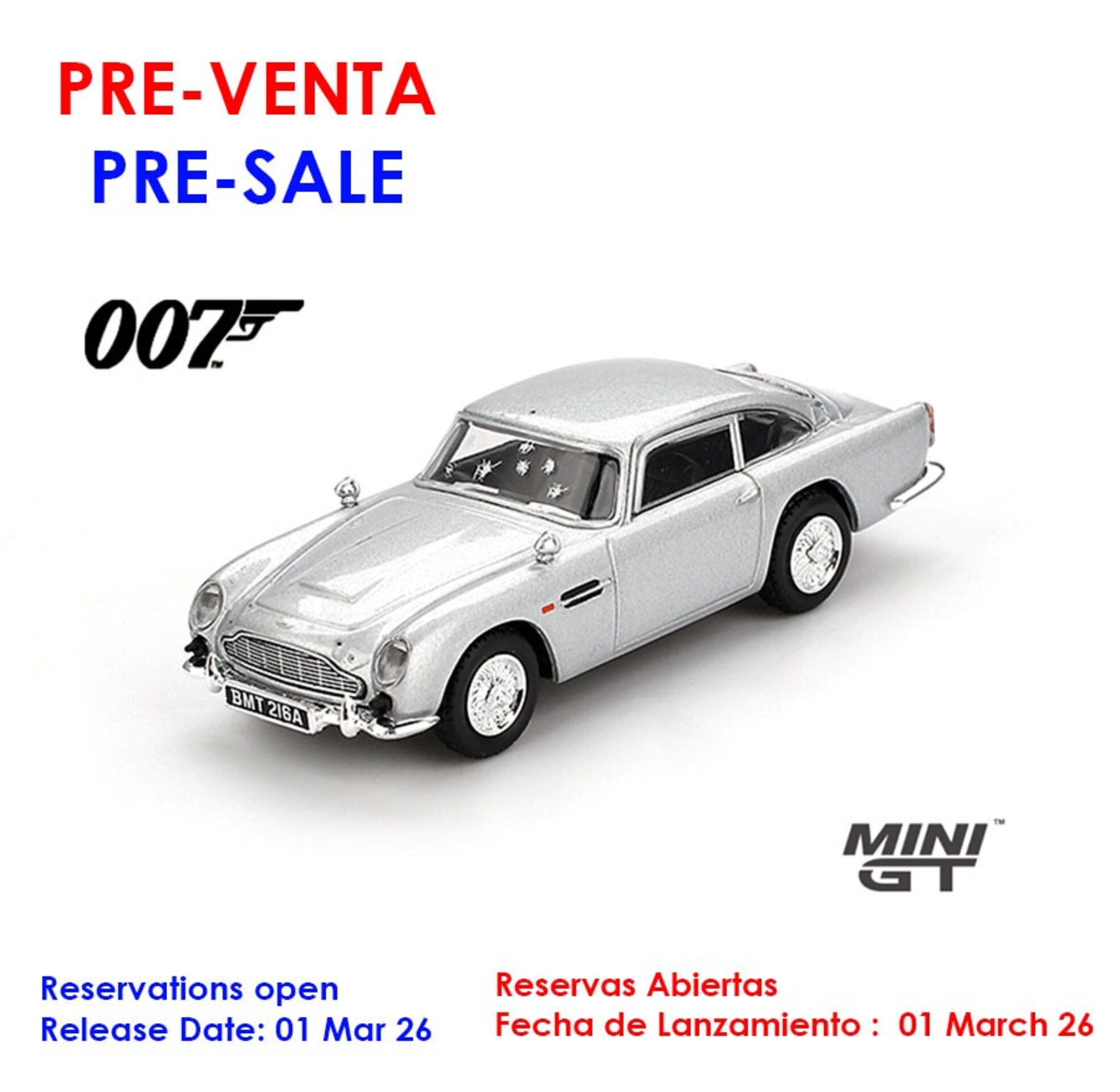 (PRE VENTA) 1:64 ASTON MARTIN DB5 SKYFALL ENGLISH PACKAGING 2012 Mini GT - 1