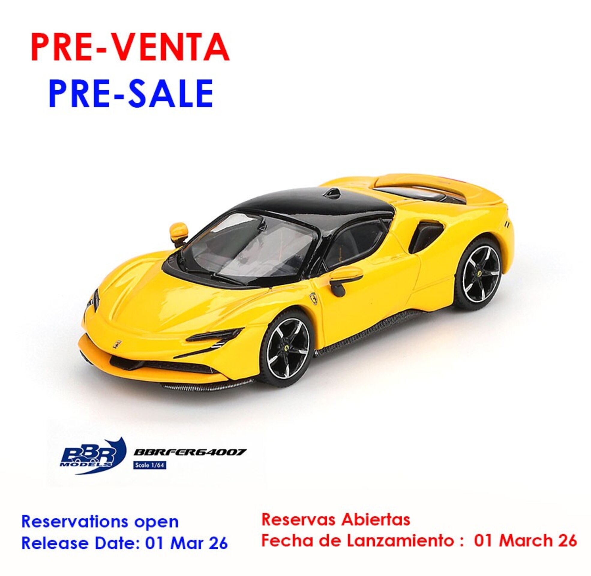 (PRE VENTA) 1:64 FERRARI SF90 GIALLO MODENA 2024 BBR MODELS - 1