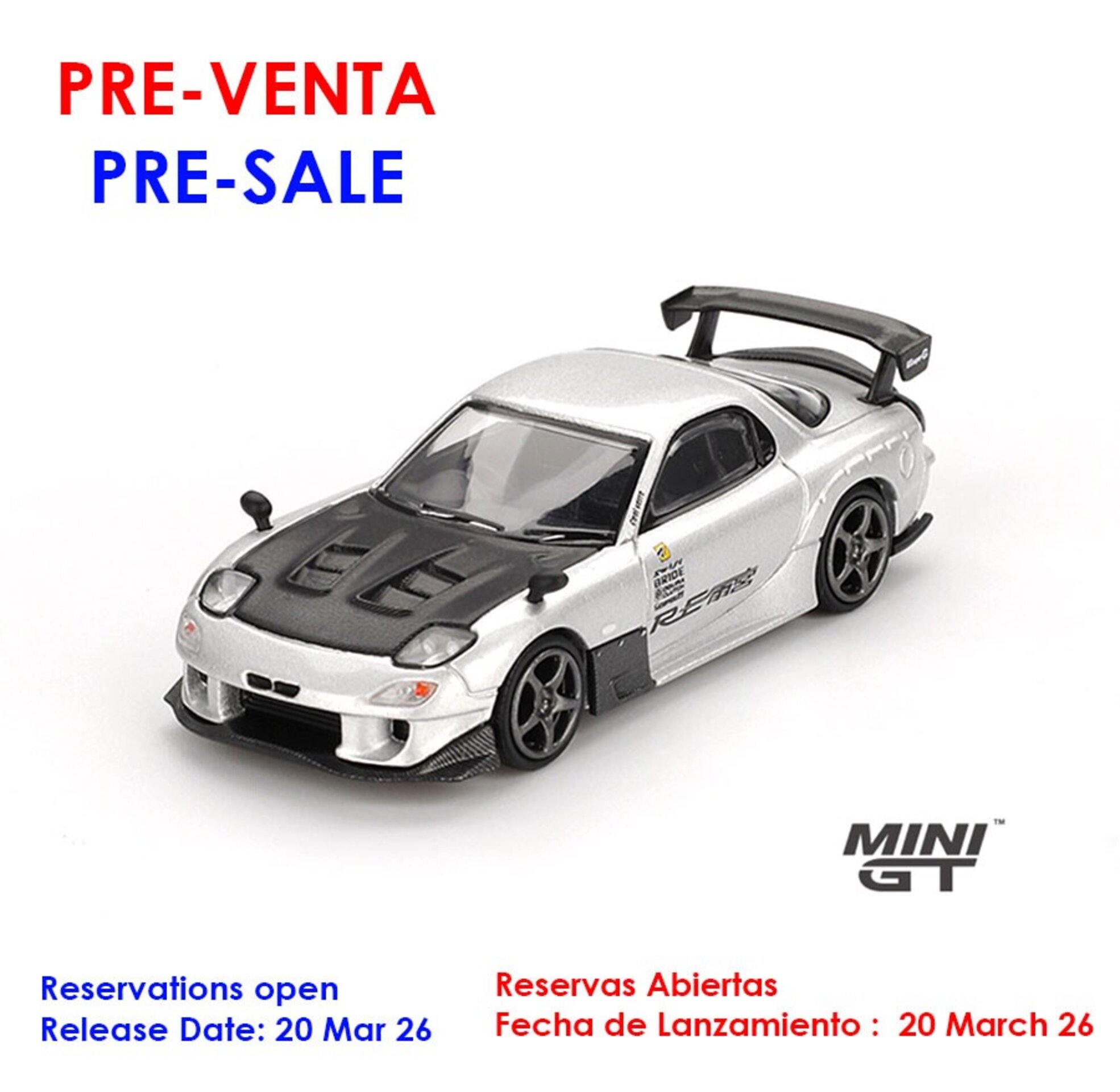 (PRE VENTA) 1:64 MAZDA RX7 (FD3S) RE-AMAMIYA SILVER METALLIC 2004  Mini GT - 1