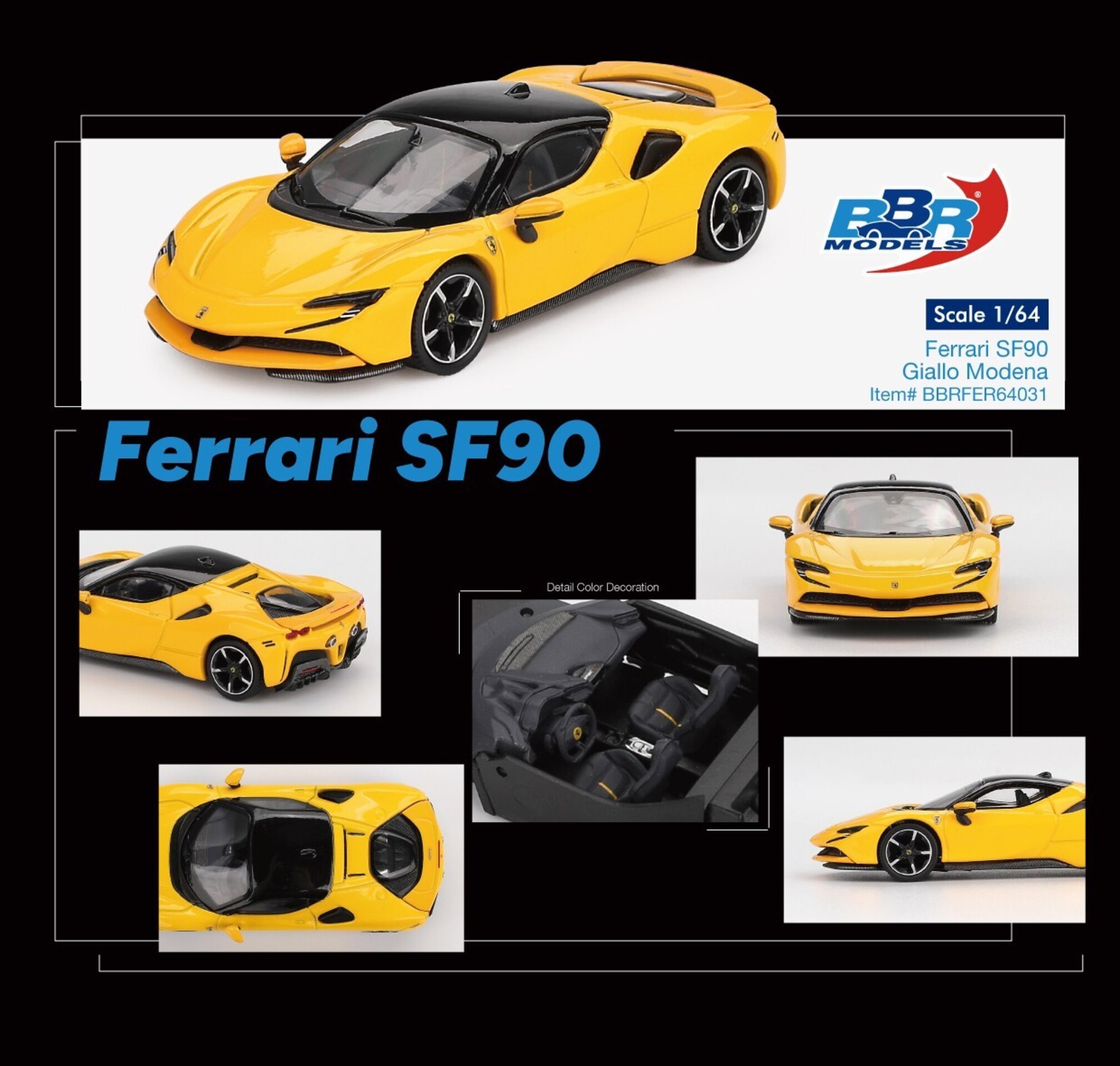 (PRE VENTA) 1:64 FERRARI SF90 GIALLO MODENA 2024 BBR MODELS - 5