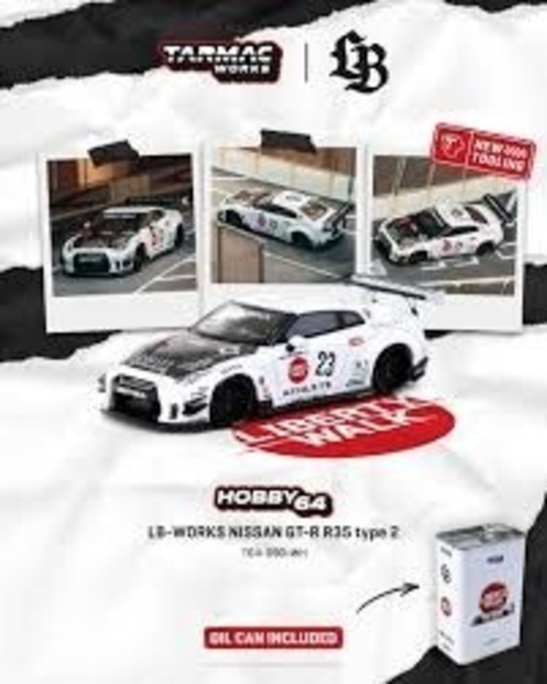 (PRE VENTA) 1:64 NISSAN GT-R (R35) LB WORKS TYPE 2 WHITE ATHLETE TARMAC WORKS - 3