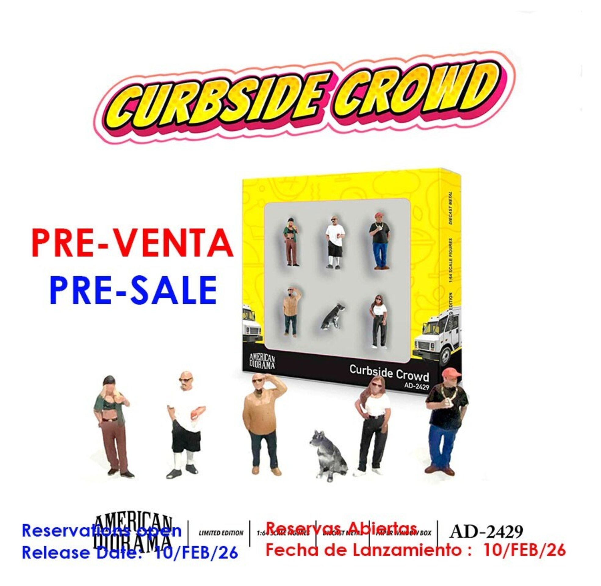 (PRE VENTA) American Diorama 1:64 Figure Set: Curbside Crowd - 1