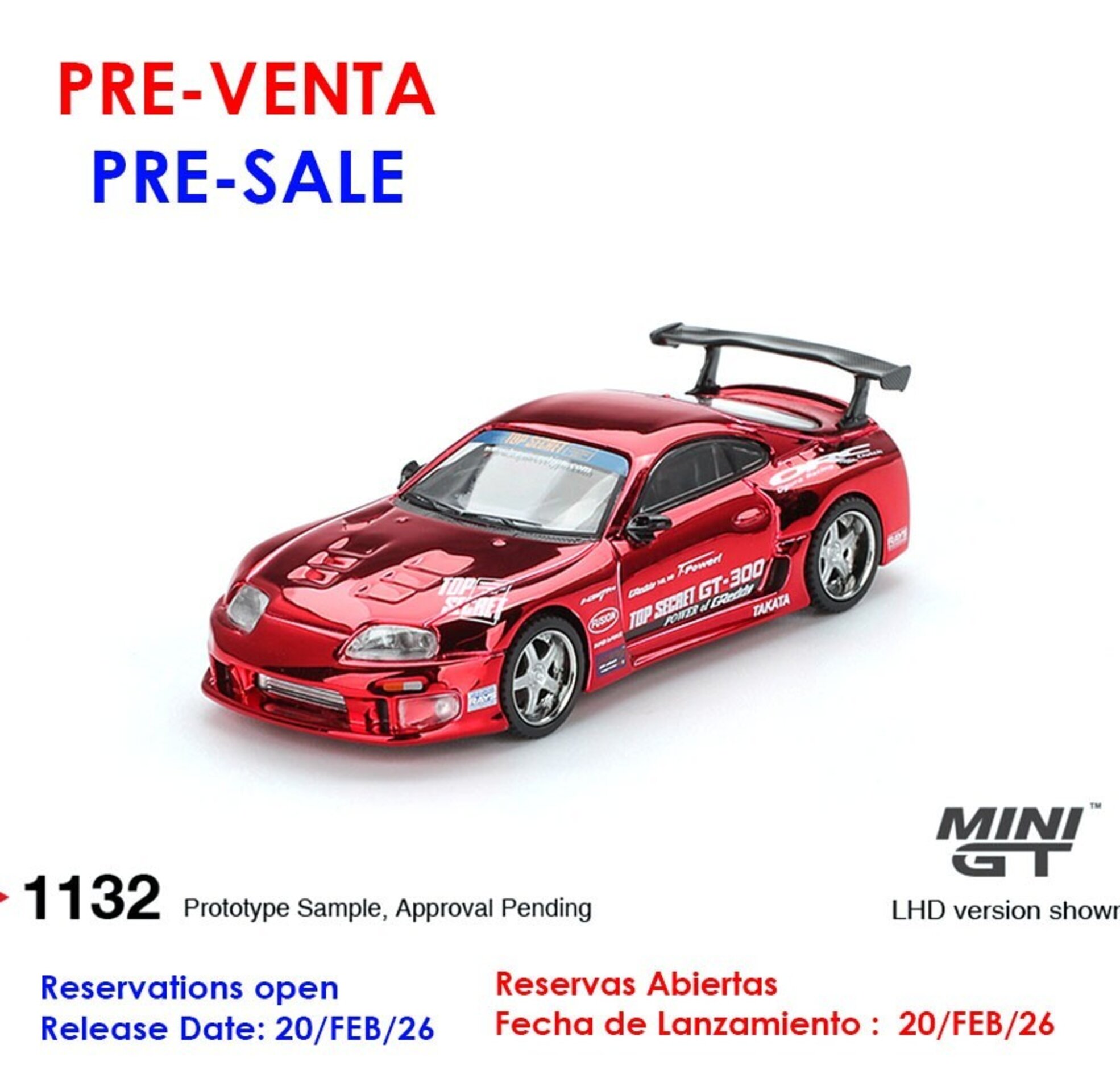 (PRE VENTA) Mini GT 1:64 TOYOTA SUPRA (A80) TOPSECRET GT-300 RED CHROME 2014 - 1