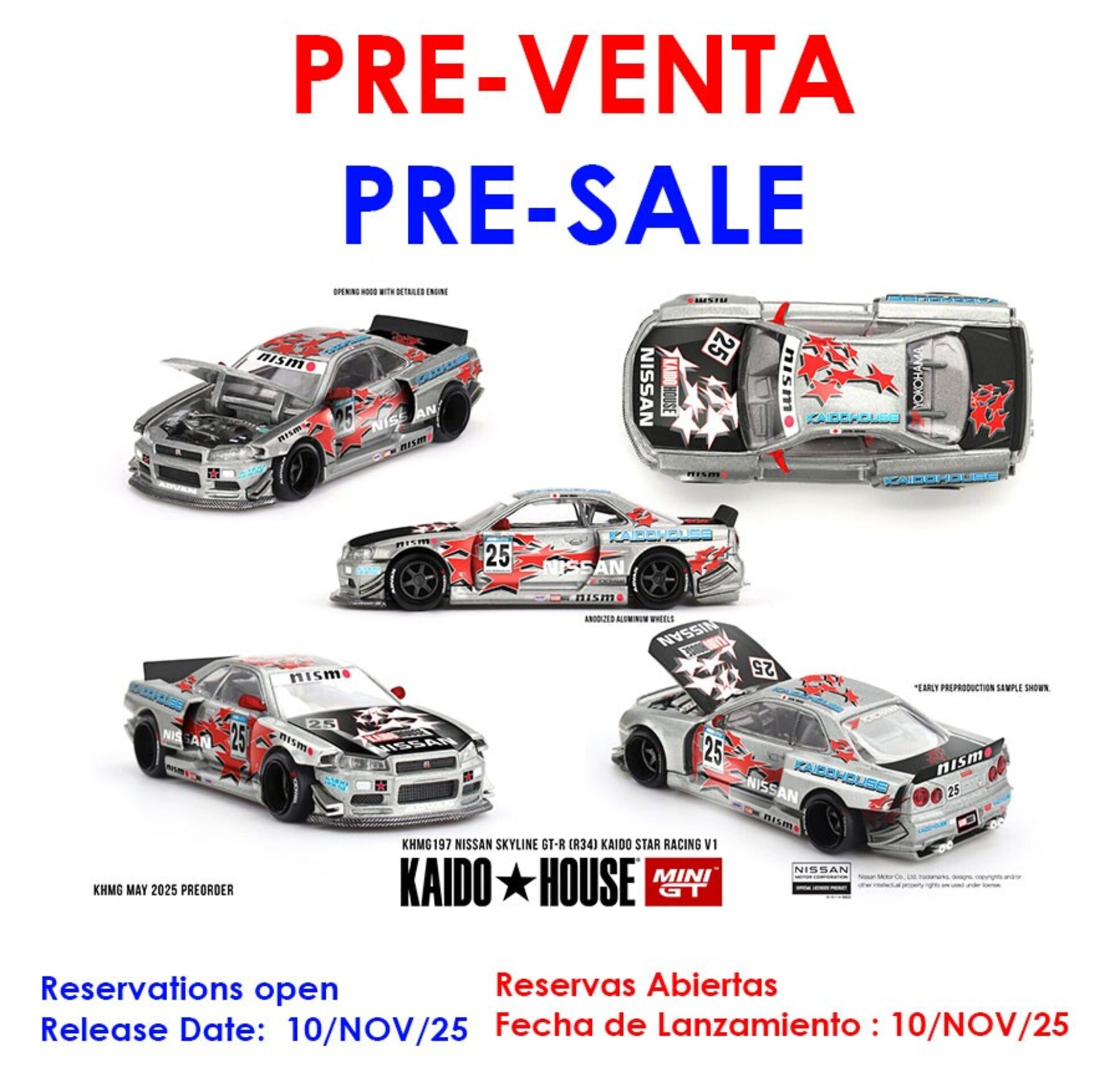 Mini GT 1:64 NISSAN SKYLINE GT-R (R34) KAIDO STAR RACING V1 1999  ( PRE VENTA ) - 1
