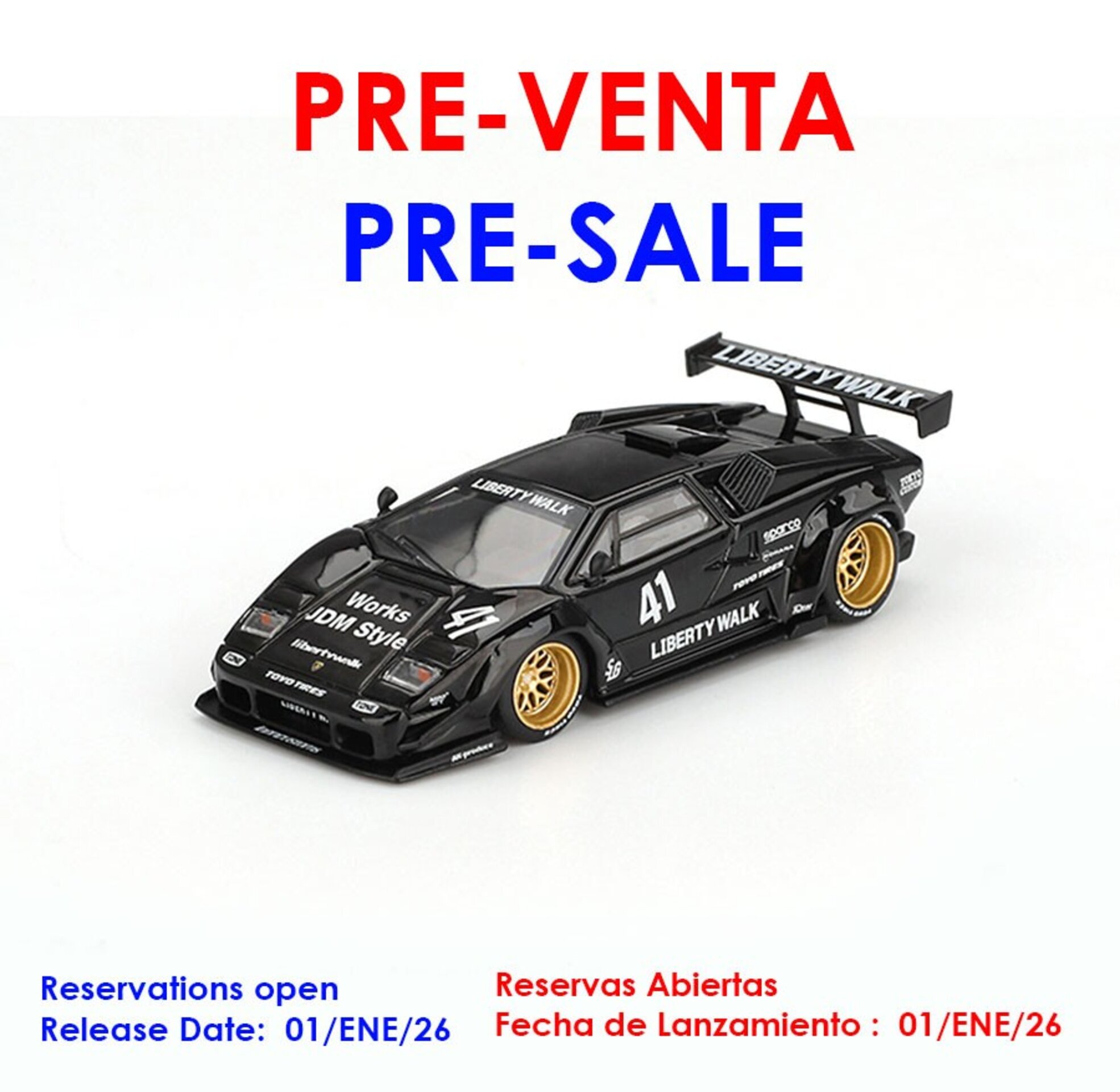 (PRE VENTA) LAMBORGHINI COUNTACH LBWORKS BLACK 2024 – Mini GT 1:64 - 1
