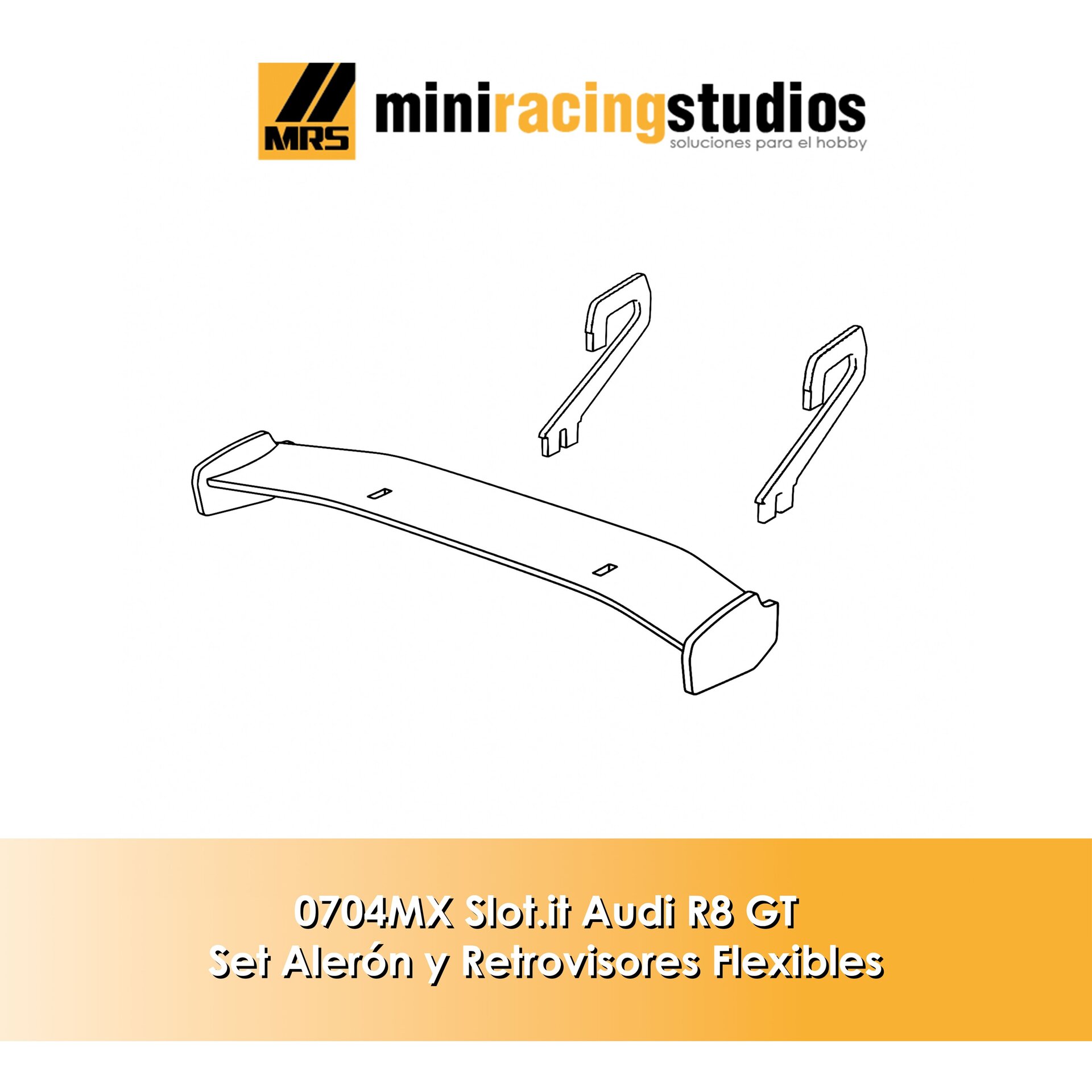 Set Alerón + Retros  para el Audi R8 GT3 de Slot.it (Flex o Bicomponente) - 4