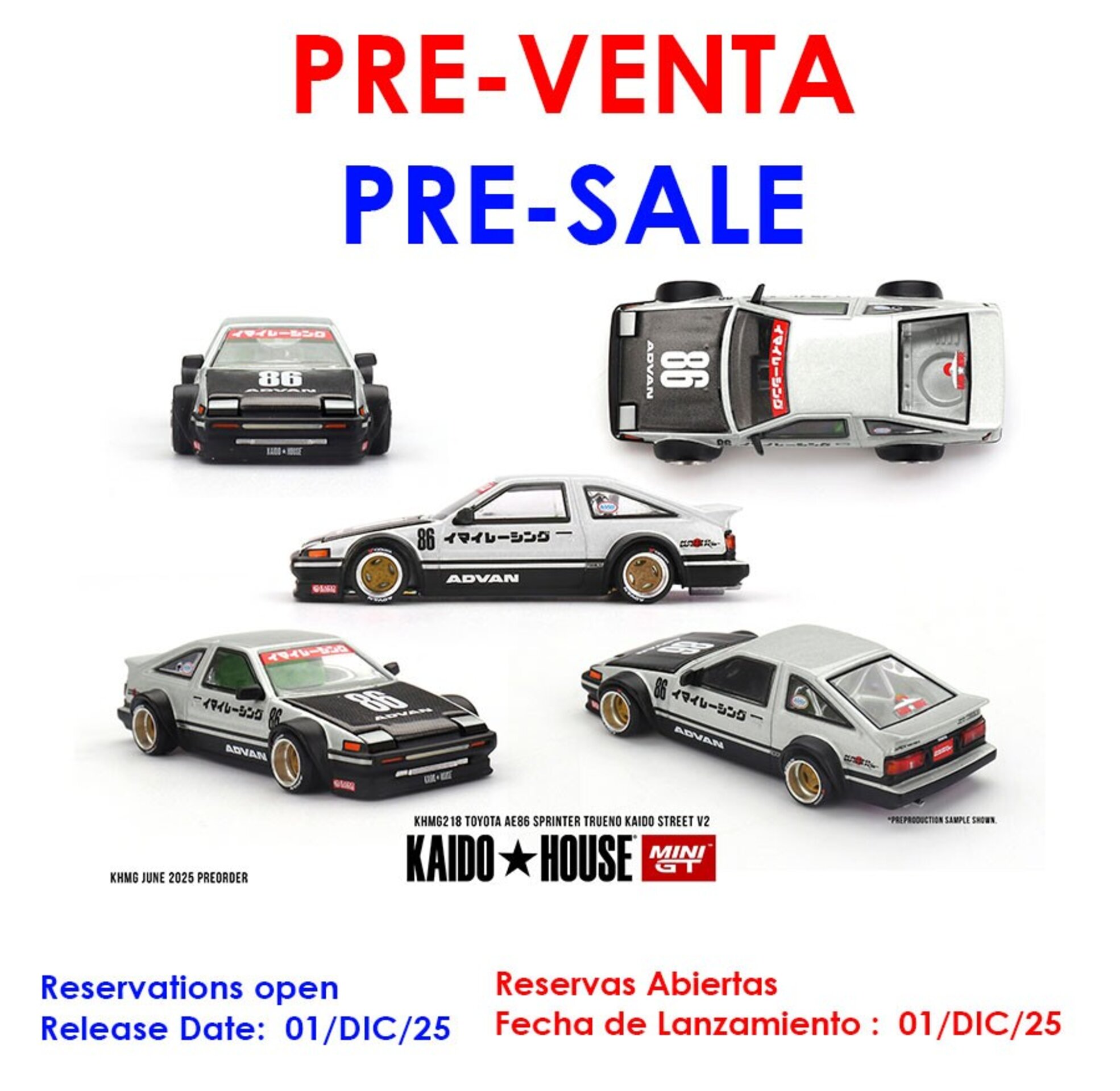 Mini GT 1:64 TOYOTA AE86 SPRINTER TRUENO KAIDO STREET V2 1983 ( PRE VENTA ) - 1