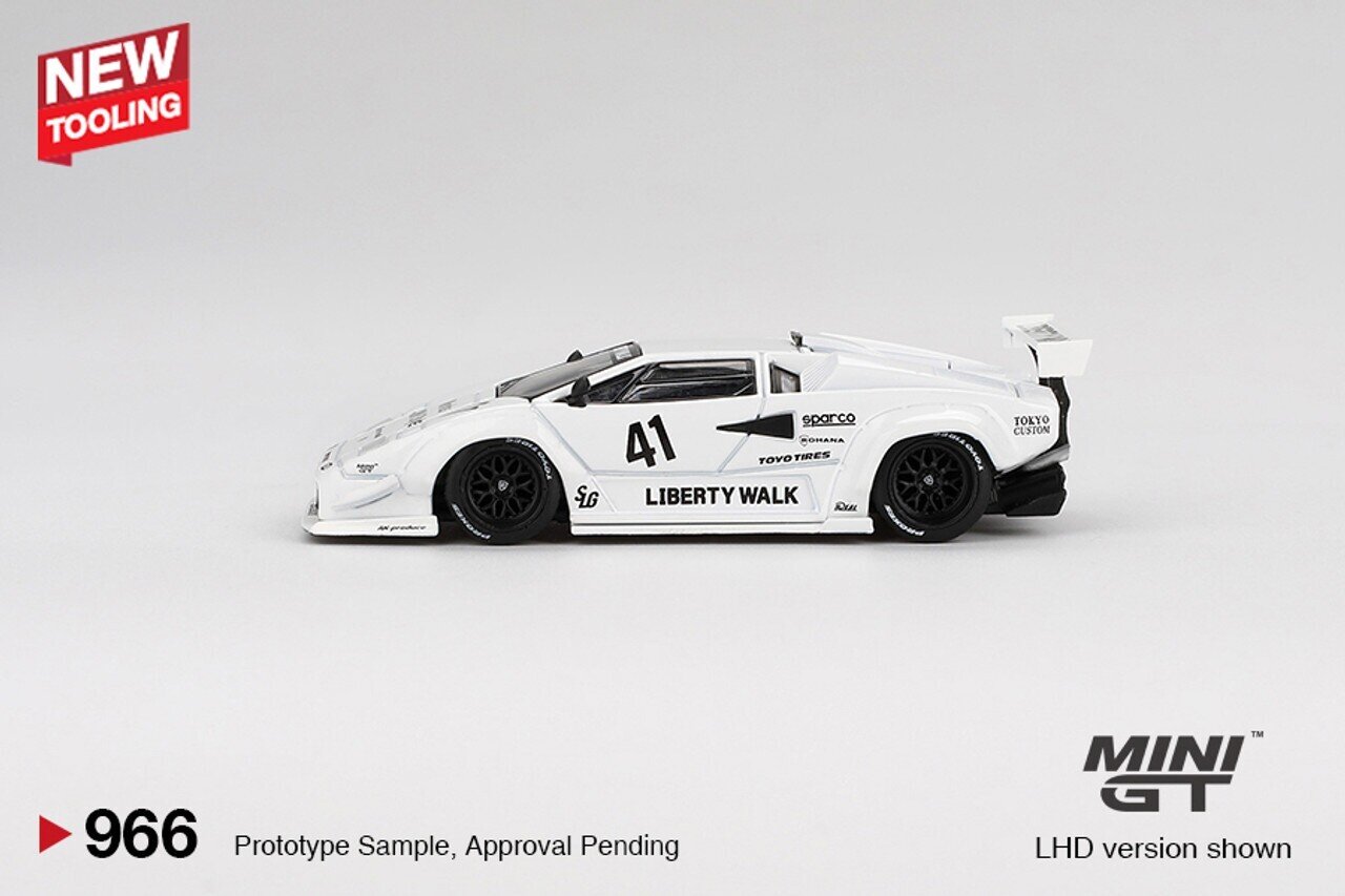MINIGTLB★WORKSNissanGTR LBWorksLivery2.0 Mini GT 1:64 Lamborghini Countach LB-Works White Tokyo Auto Salon