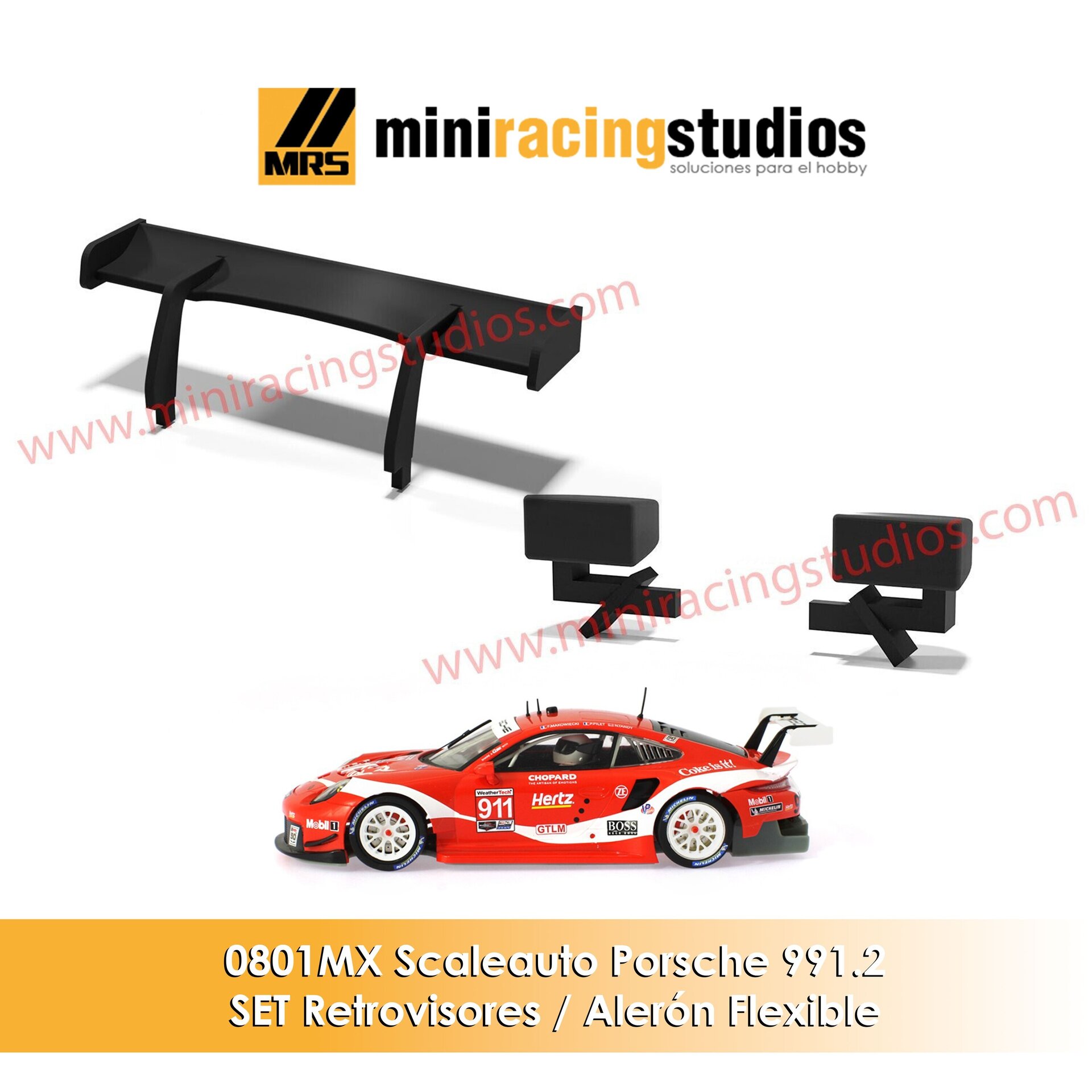Set Alerón + Retrovisores para el Porsche 911.2  ( Flex o Bicomponente ) - 1