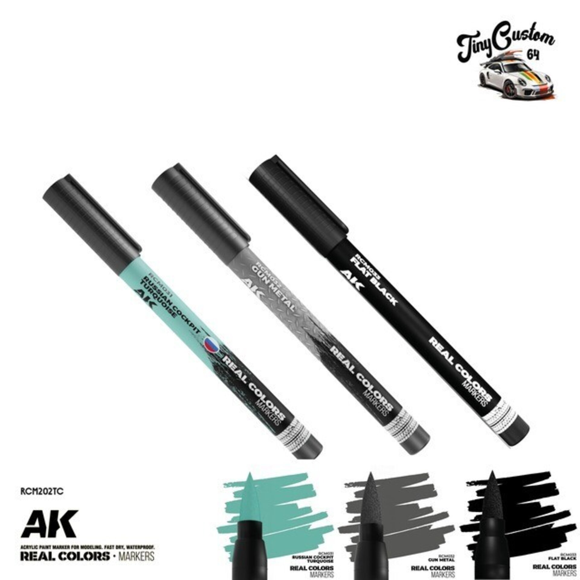 Rc Markers Set TinyCustom64 Flat Black / Gun Metal / Russian Turquoise RCM202TC - 2