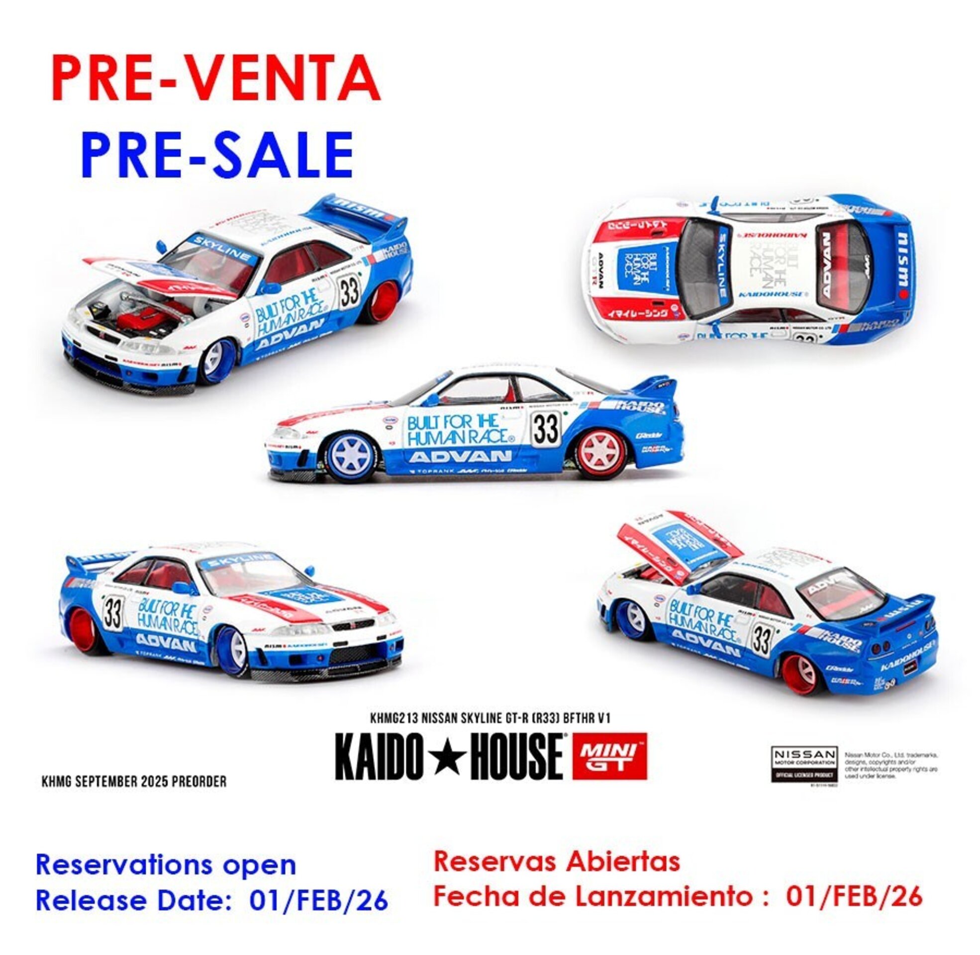 Mini GT 1:64 Nissan GT-R (R33) BFTHR V1 1995 – Kaido House (PRE VENTA) - 1