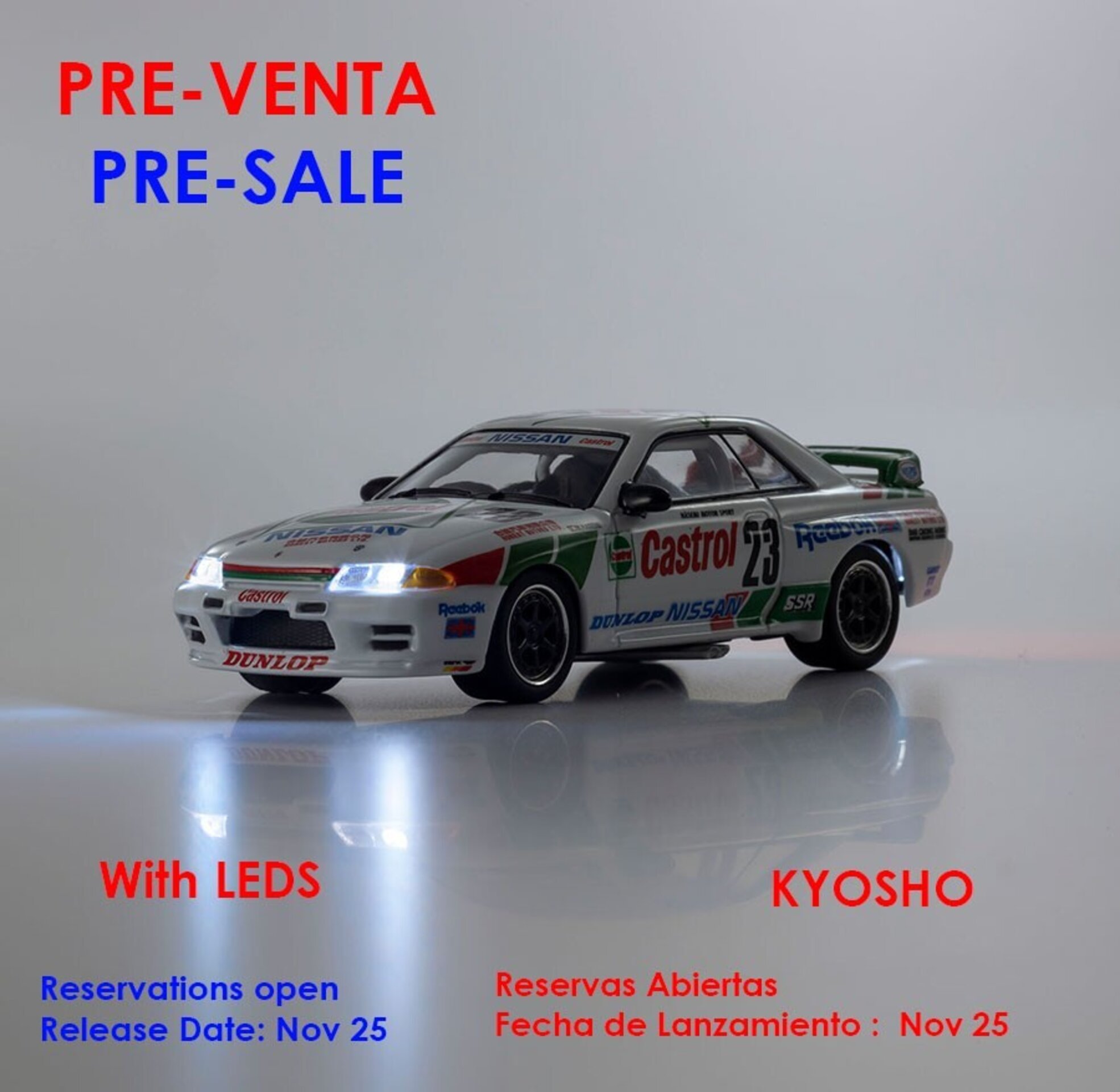 KYOSHO Castrol Skyline GT-R Gr.A 1990 #23  with LED (PRE VENTA) - 1