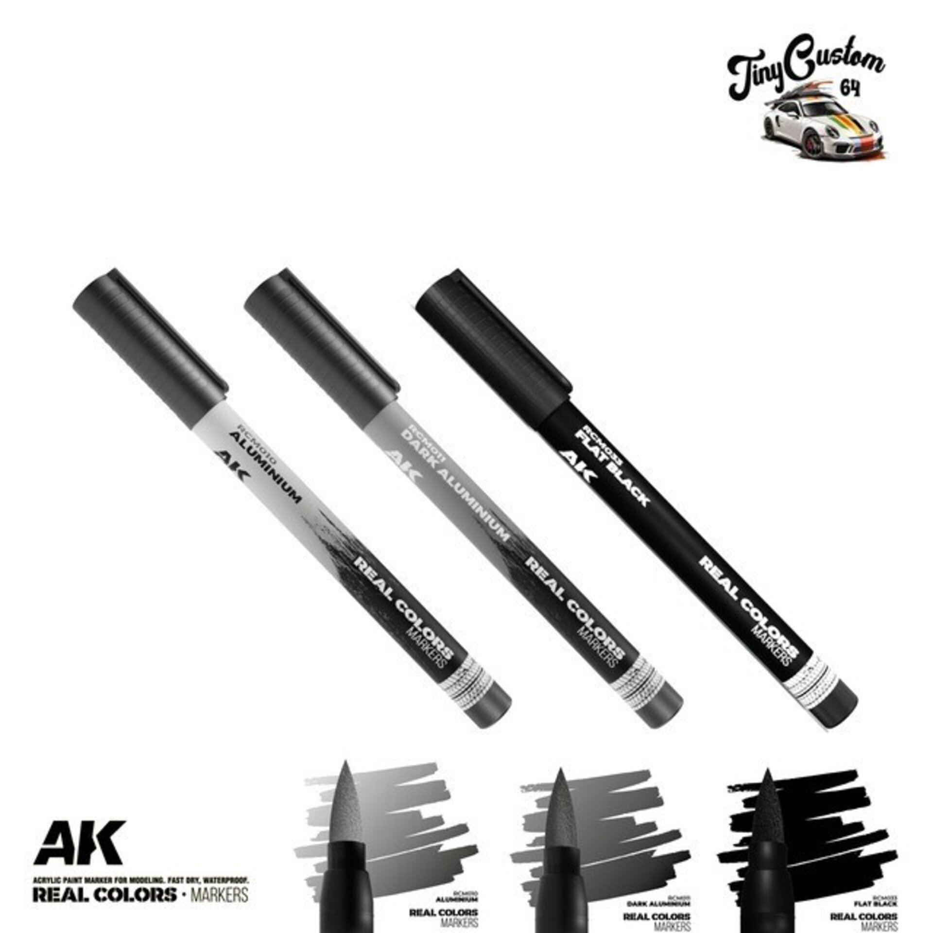 Rc Markers Set TinyCustom64 Aluminium / Dark Aluminium / Flat Black RCM201TC - 2