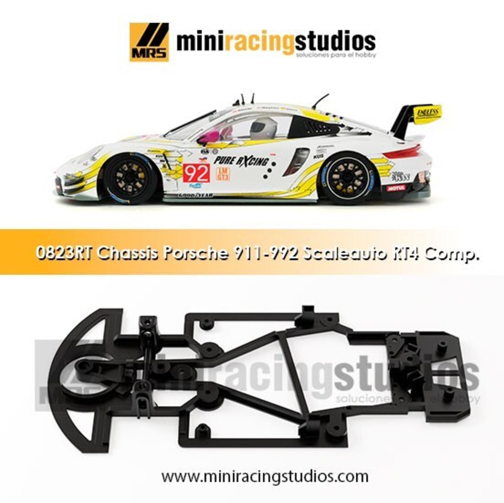 Chasis 3D Porsche 911 - 992 Scaleauto – Composite Carbono – RT4 - 1