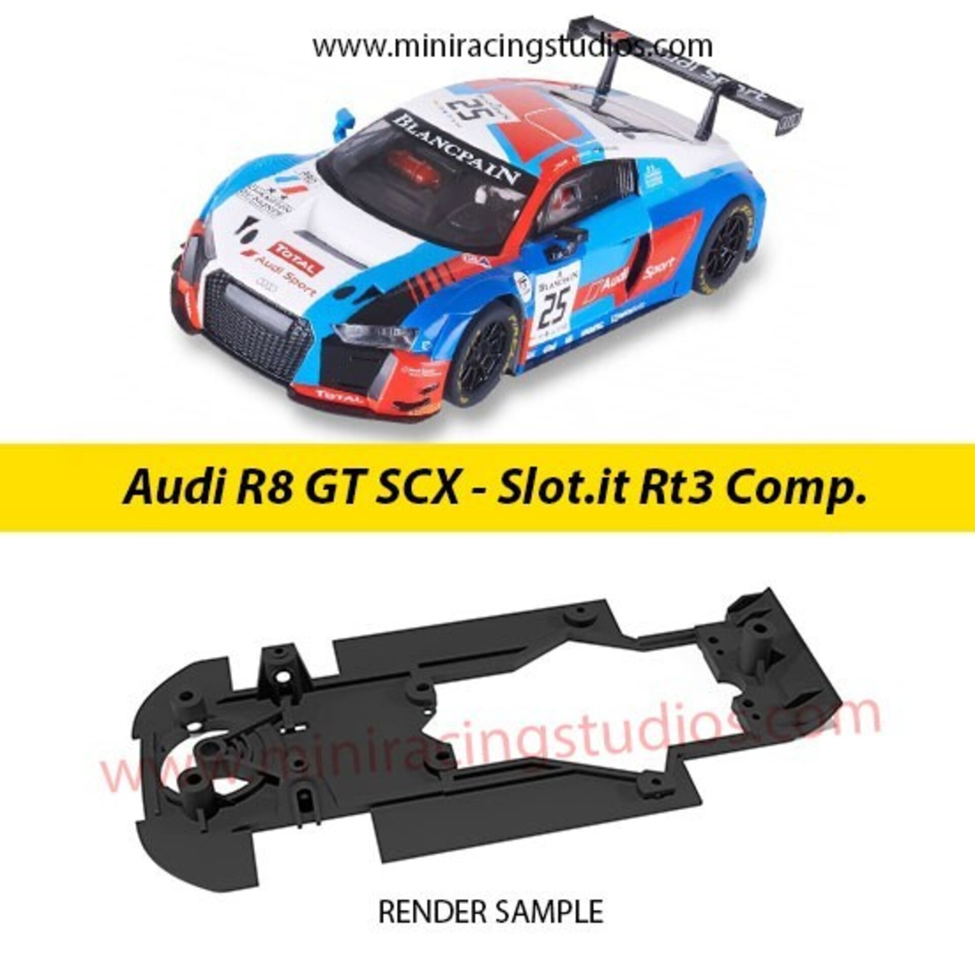 Chasis 3D para el Audi R8GT SCALEXTRIC / SCX compatible con Slot.it - 1