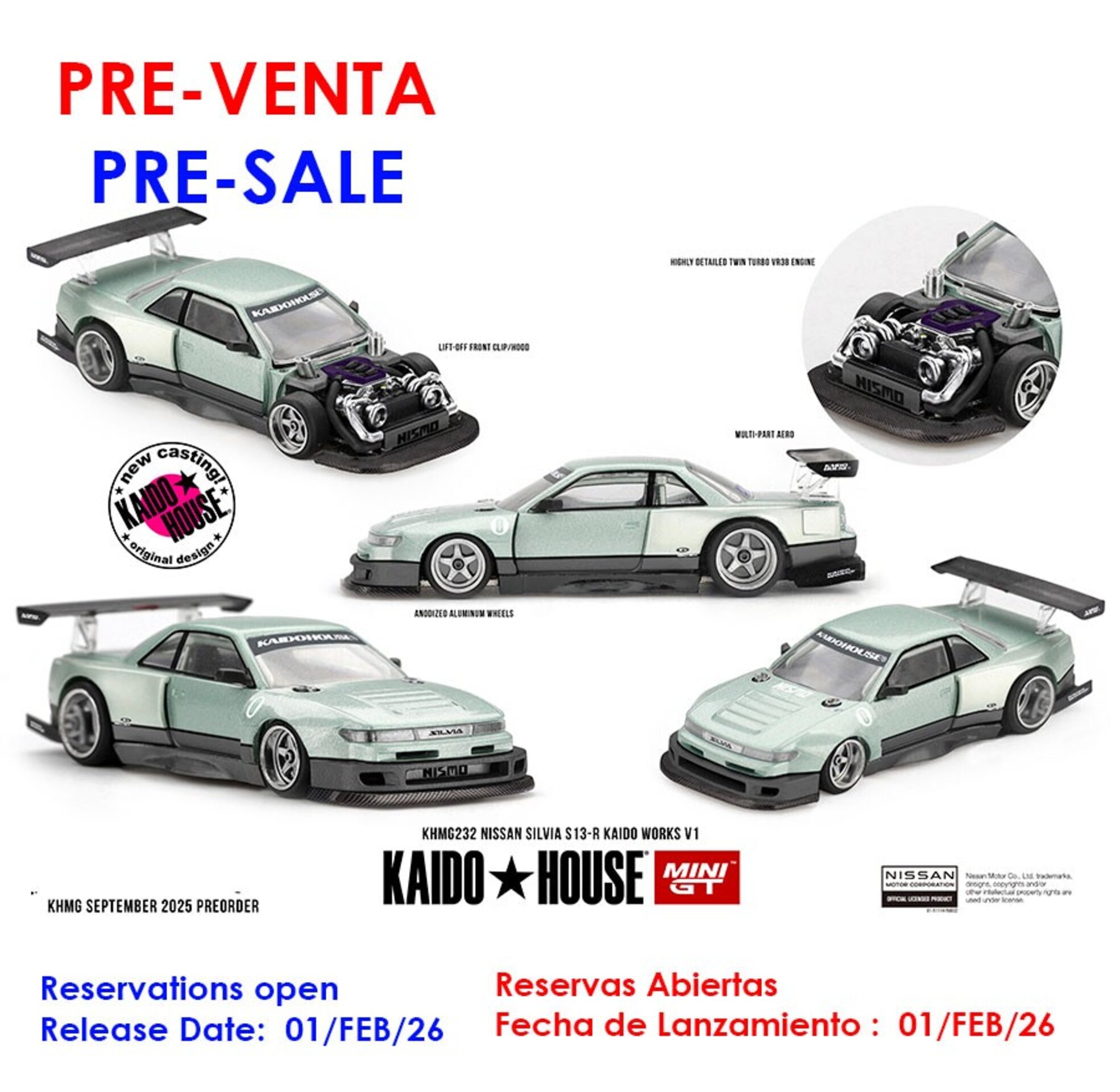 Mini GT 1:64 Nissan Silvia S13-R Kaido Works V1 1991 – Kaido House (PRE VENTA) - 1