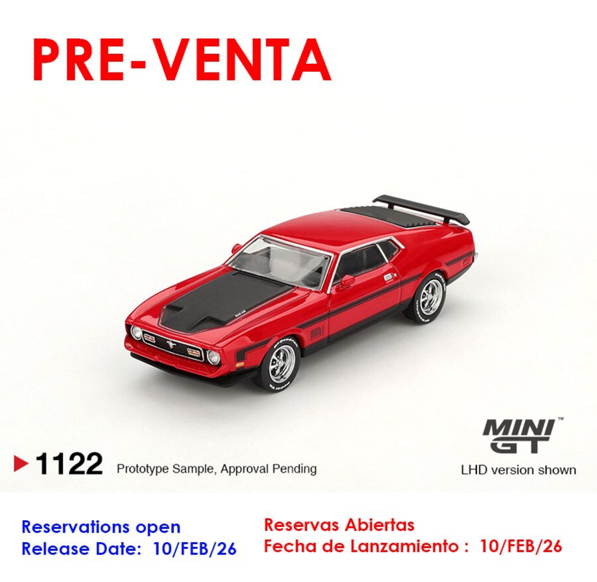 (PRE VENTA) Mini GT 1:64 Ford Mustang Mach 1 Race Red 1971 - 1