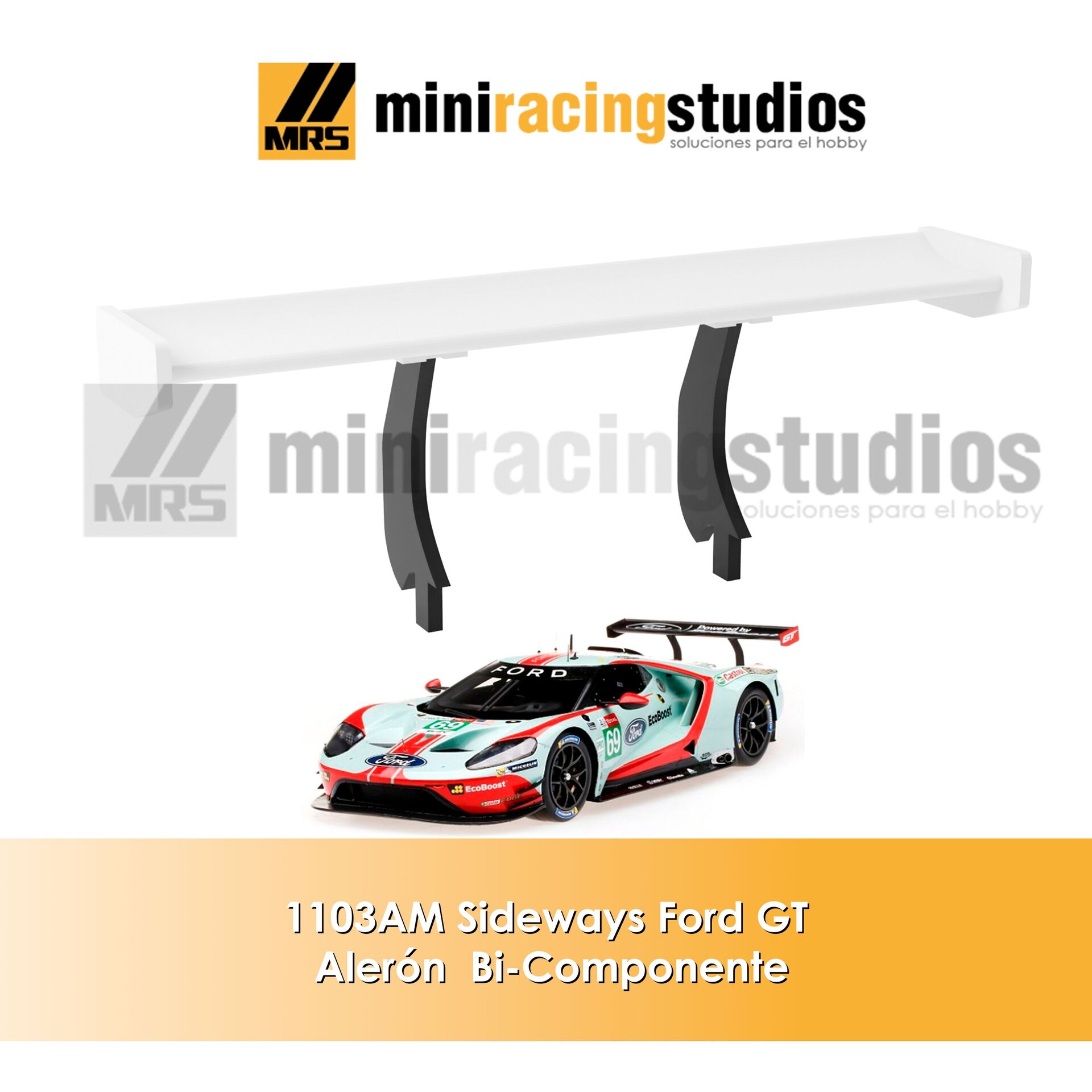 Alerón 3D FORD GT de SIDEWAYS Flexible , plástico o Bi-Componente. - 3