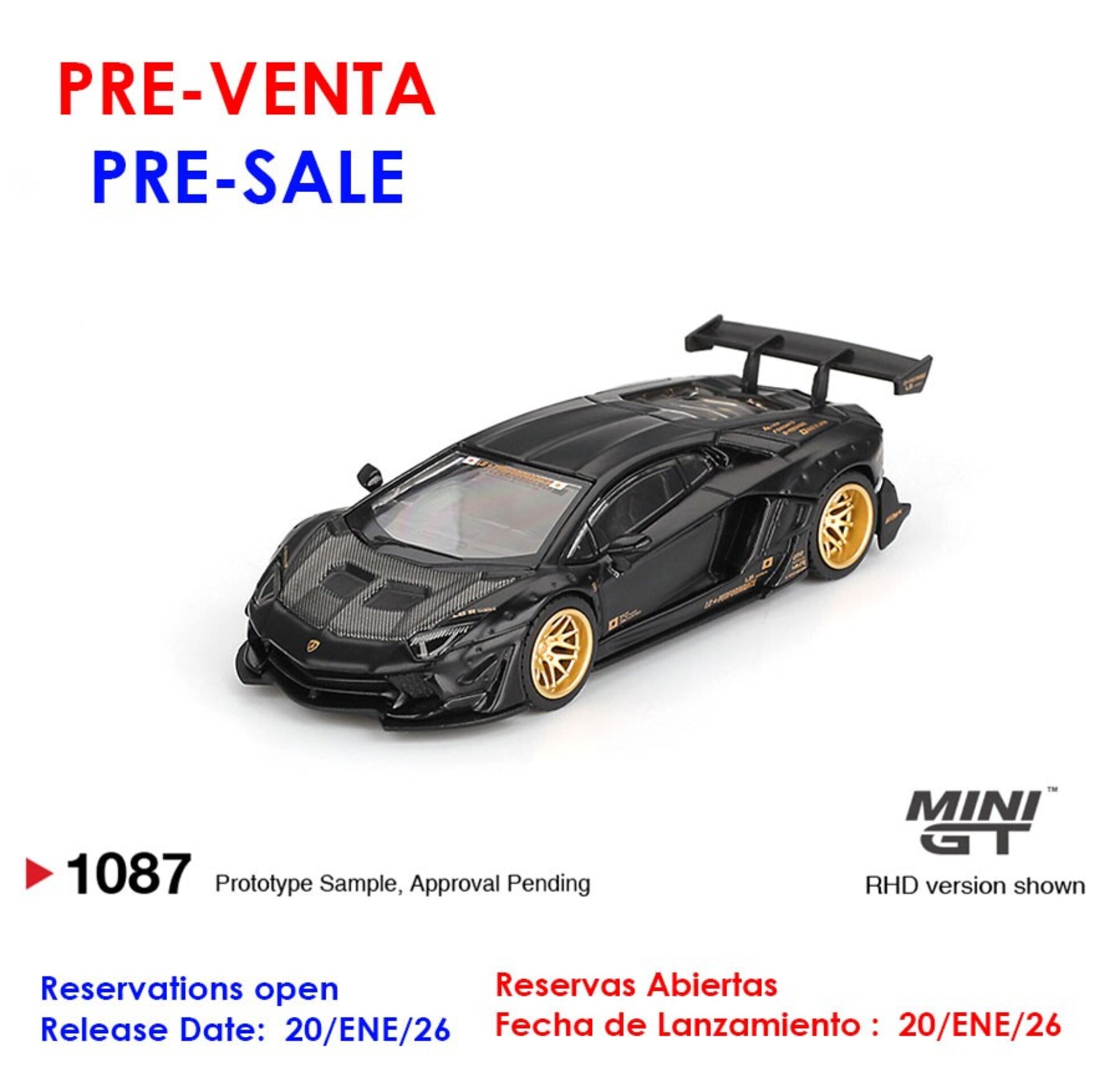 (PRE VENTA) Mini GT 1:64 Lamborghini Aventador LB-Works Limited Edition Black - 1