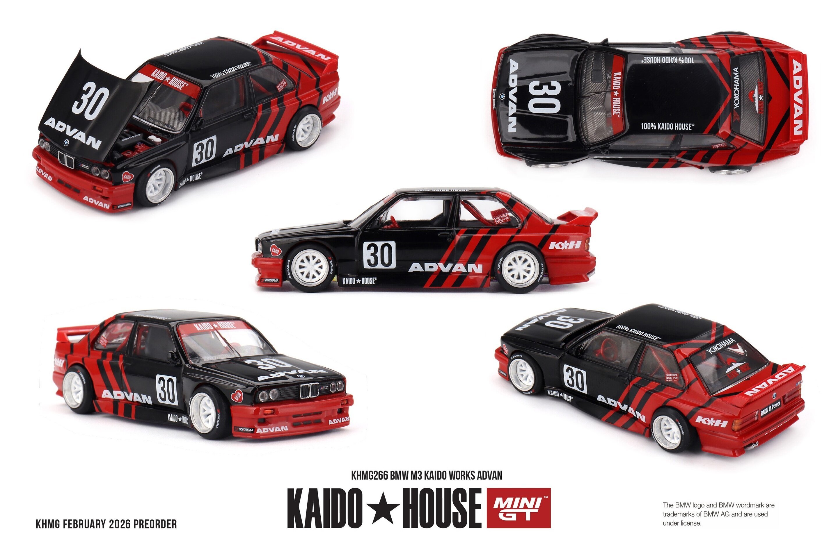 (PRE VENTA)1:64 BMW M3 (E30) KAIDO WORKS ADVAN 2025   – Kaido House × Mini GT - 2