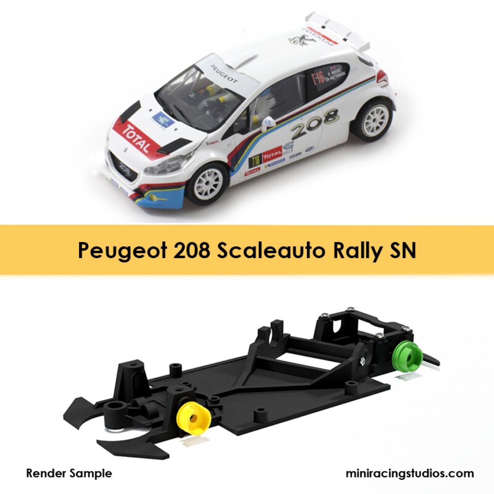 Chasis SN3D para el Peugeot 208 Scaleauto  Rally en Ángulo - PROXIMAMENTE - - 1