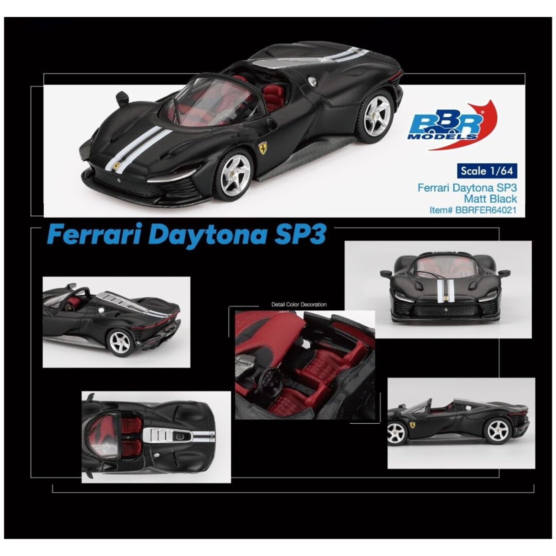 BBRFER64021 1:64 FERRARI DAYTONA SP3 MATT BLACK 2024 – BBR - 4