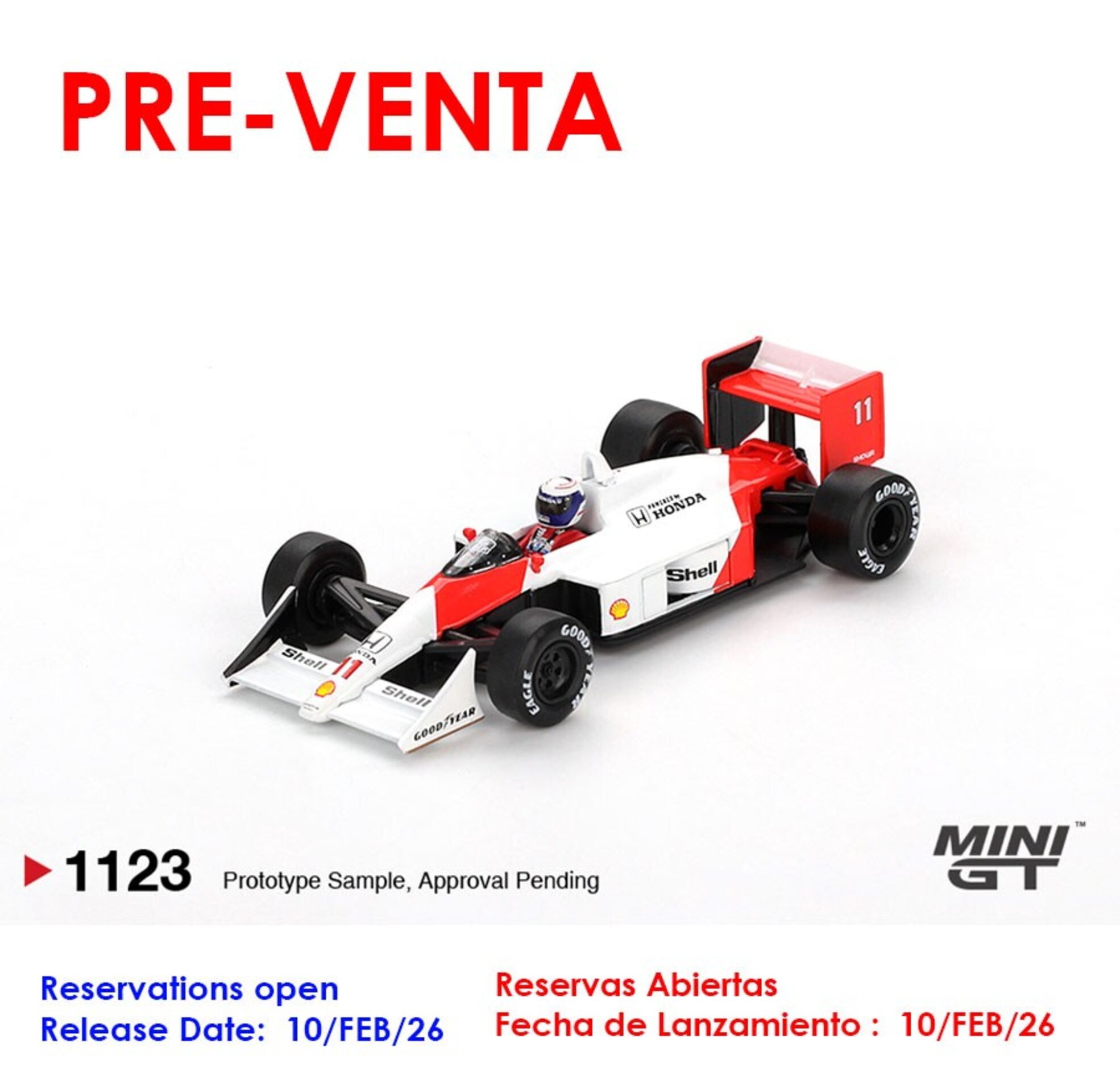 (PRE VENTA) Mini GT 1:64 McLaren MP4/4 #11 Alain Prost – Japanese GP 2nd 1988 - 1