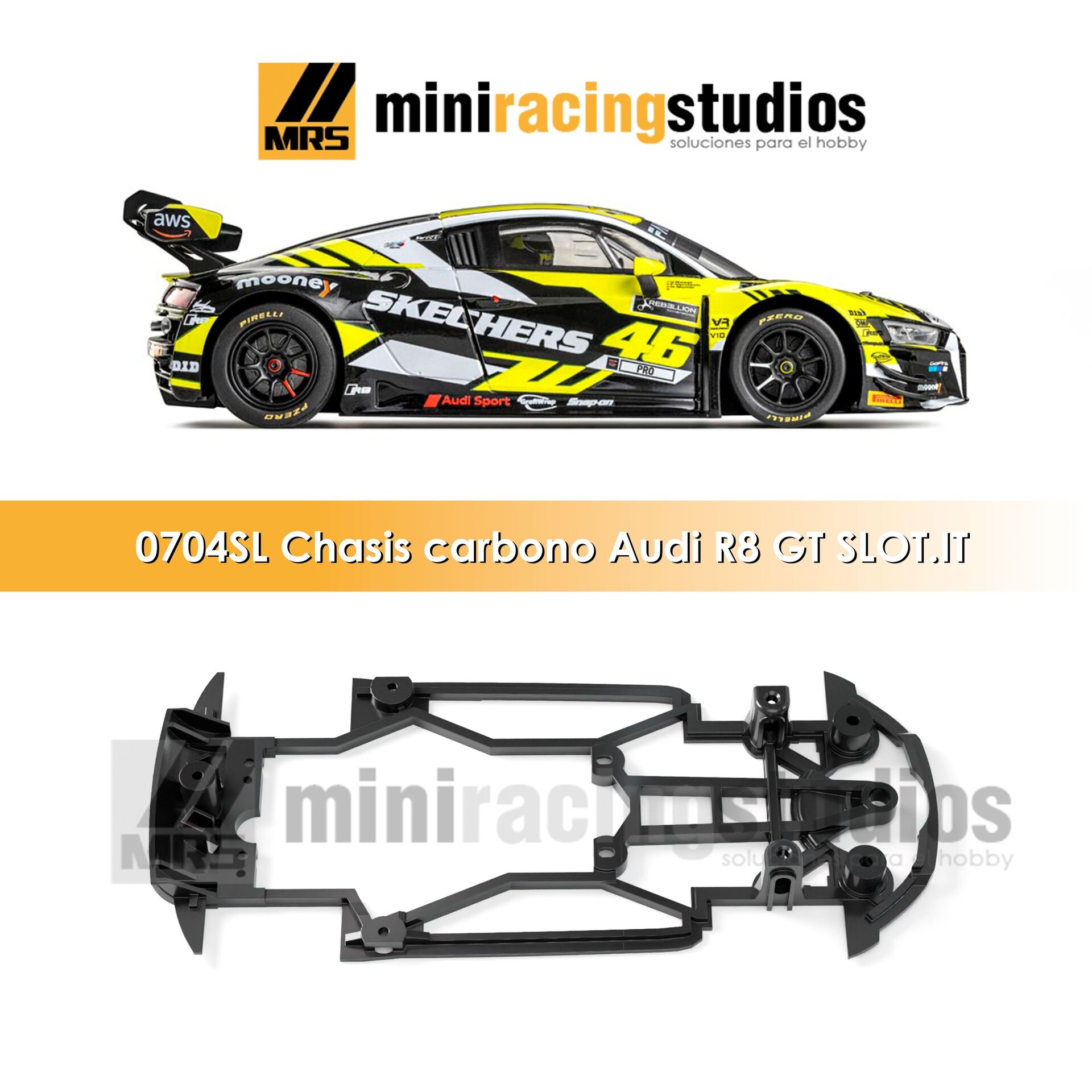 Chasis 3D Audi R8 GT  Slot.it – Composite Carbono – Slot.it - 1