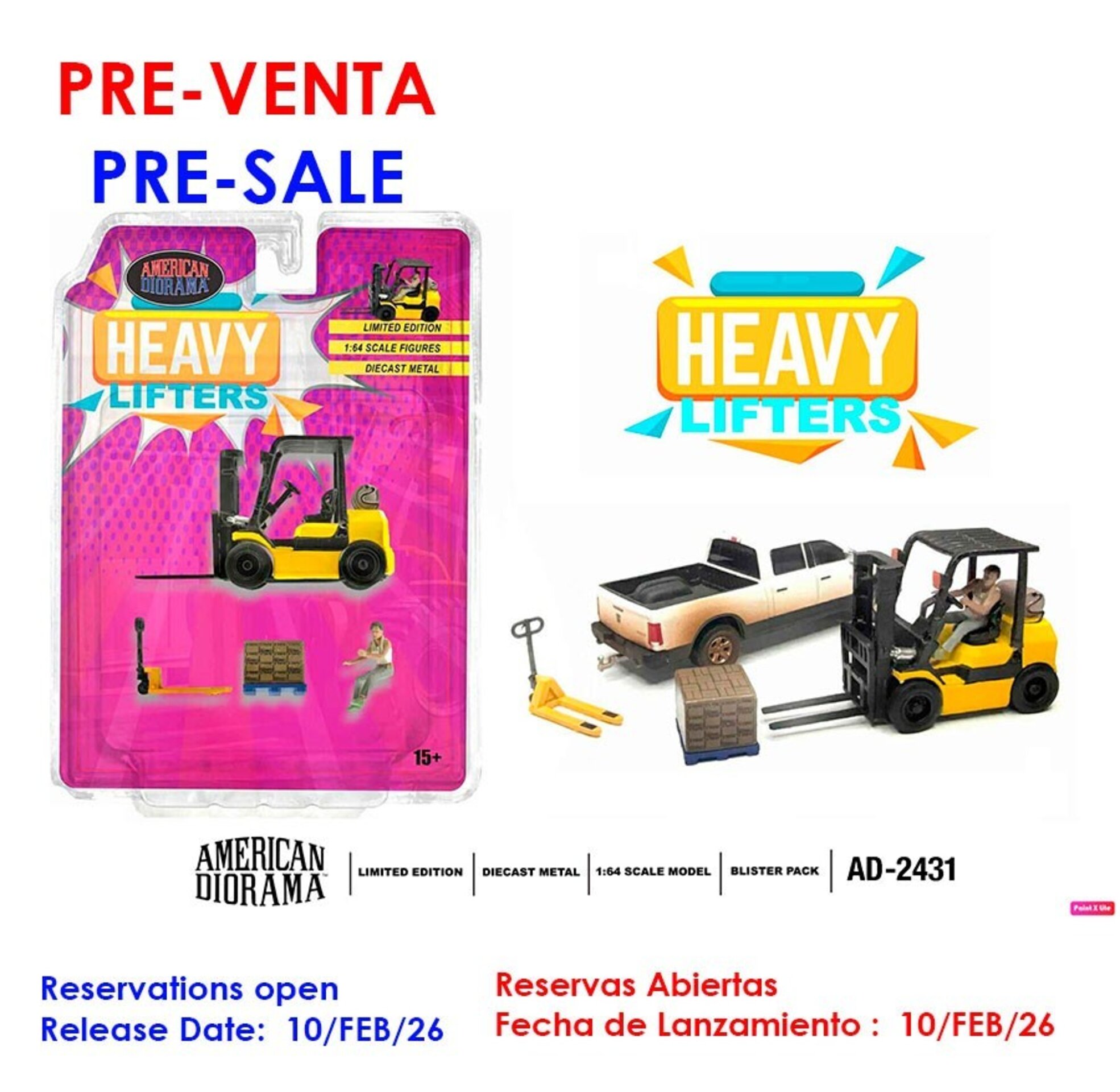 (PRE VENTA) American Diorama 1:64 Heavy Lifters – Carretilla Elevadora - 1