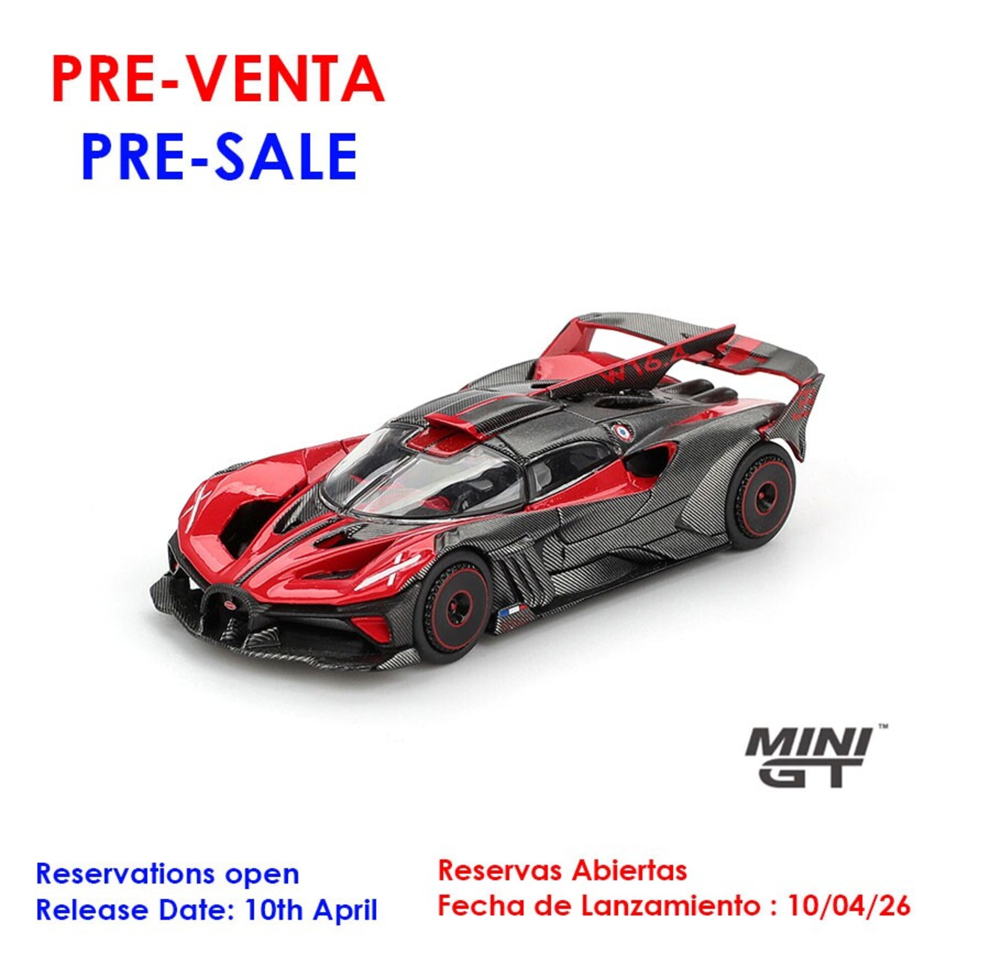 (PRE VENTA) 1:64 Bugatti Bolide Red Ultimate 2026 – Mini GT - 1