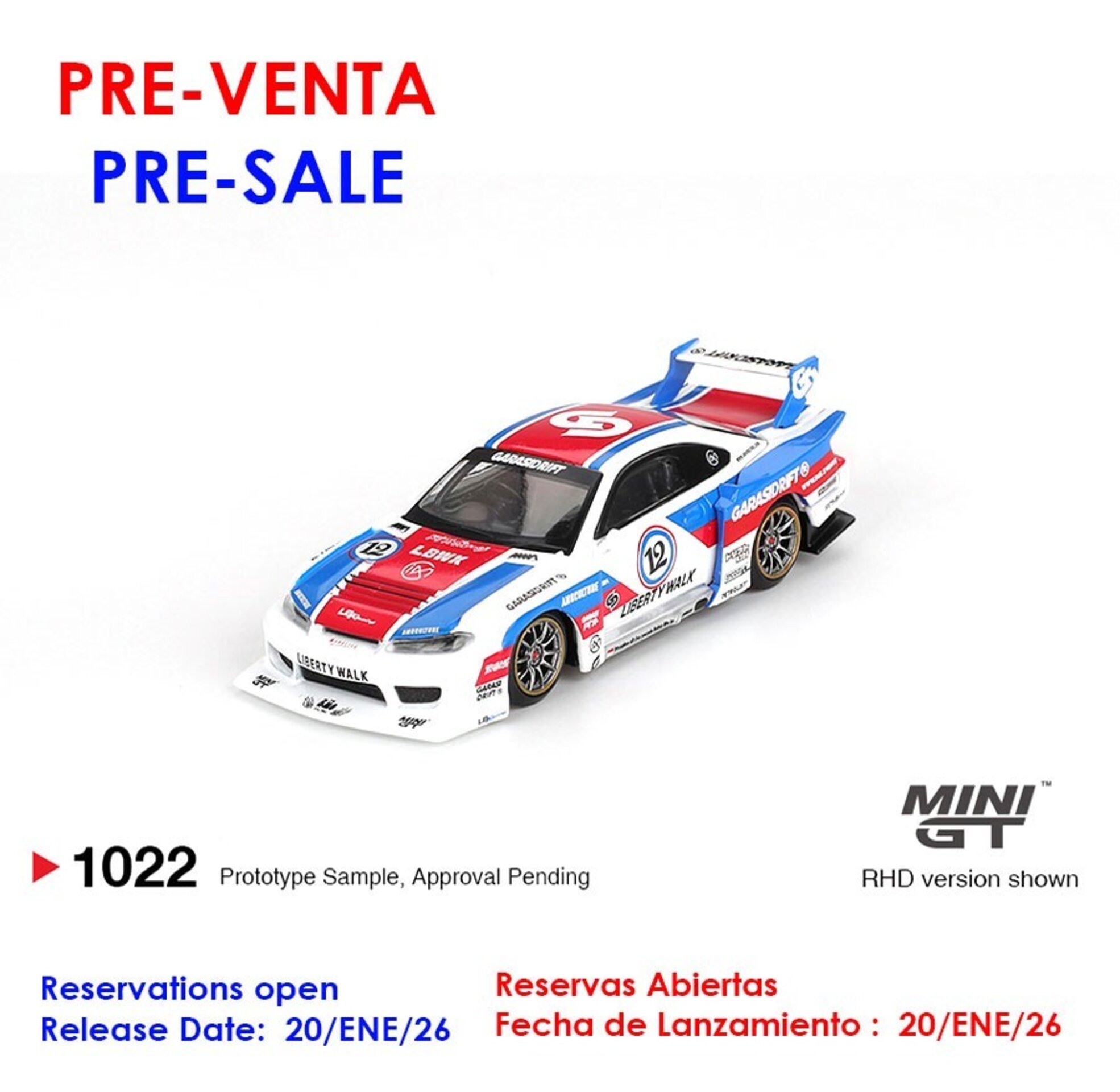 (PRE VENTA) Mini GT 1:64 Nissan Silvia S15 LB-Super Silhouette GarasiDrift x LBW - 1