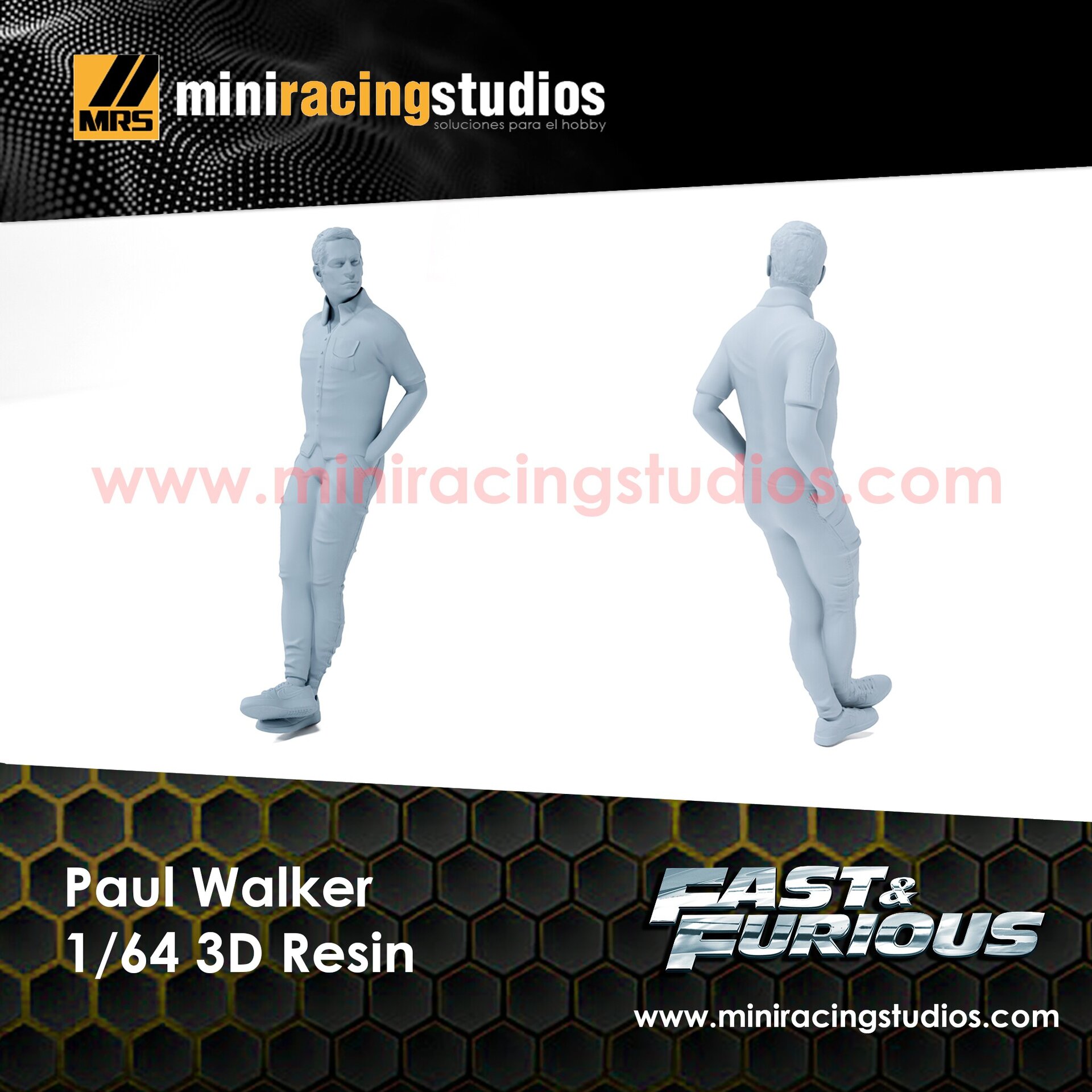 Figura Paul Walker 1:64 sin pintar en Resina – MiniRacing64 - 1