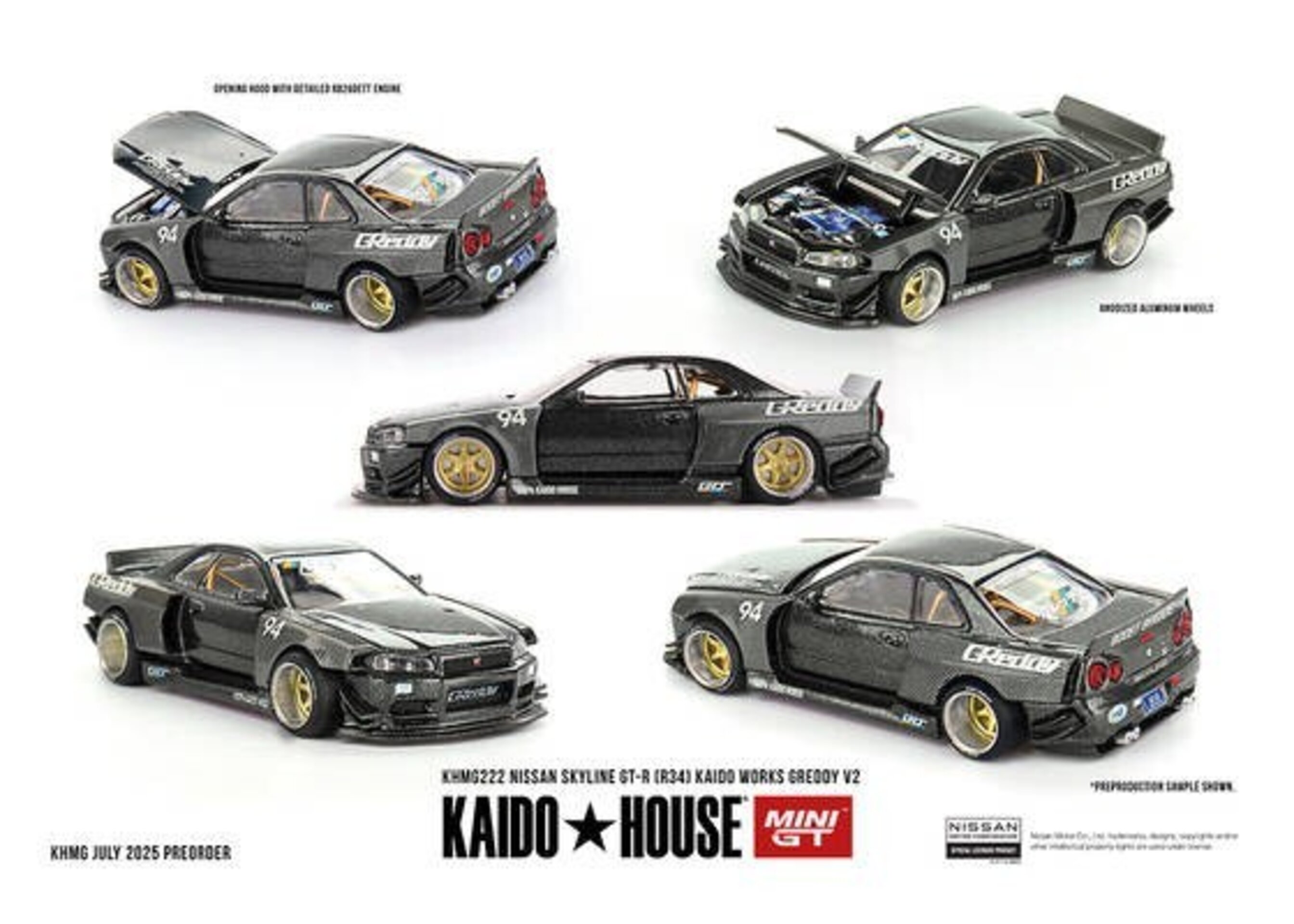 Mini GT 1:64 Nissan Skyline GT-R (R34) Kaido Works Greddy V2 1999  ( PRE VENTA ) - 2