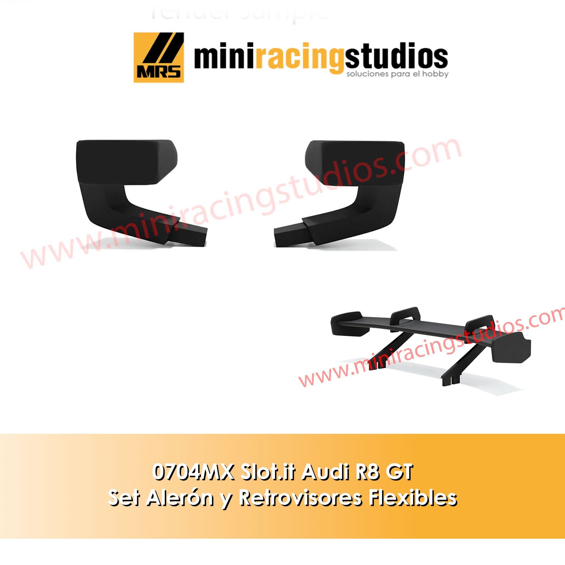 Set Alerón + Retros  para el Audi R8 GT3 de Slot.it (Flex o Bicomponente) - 3