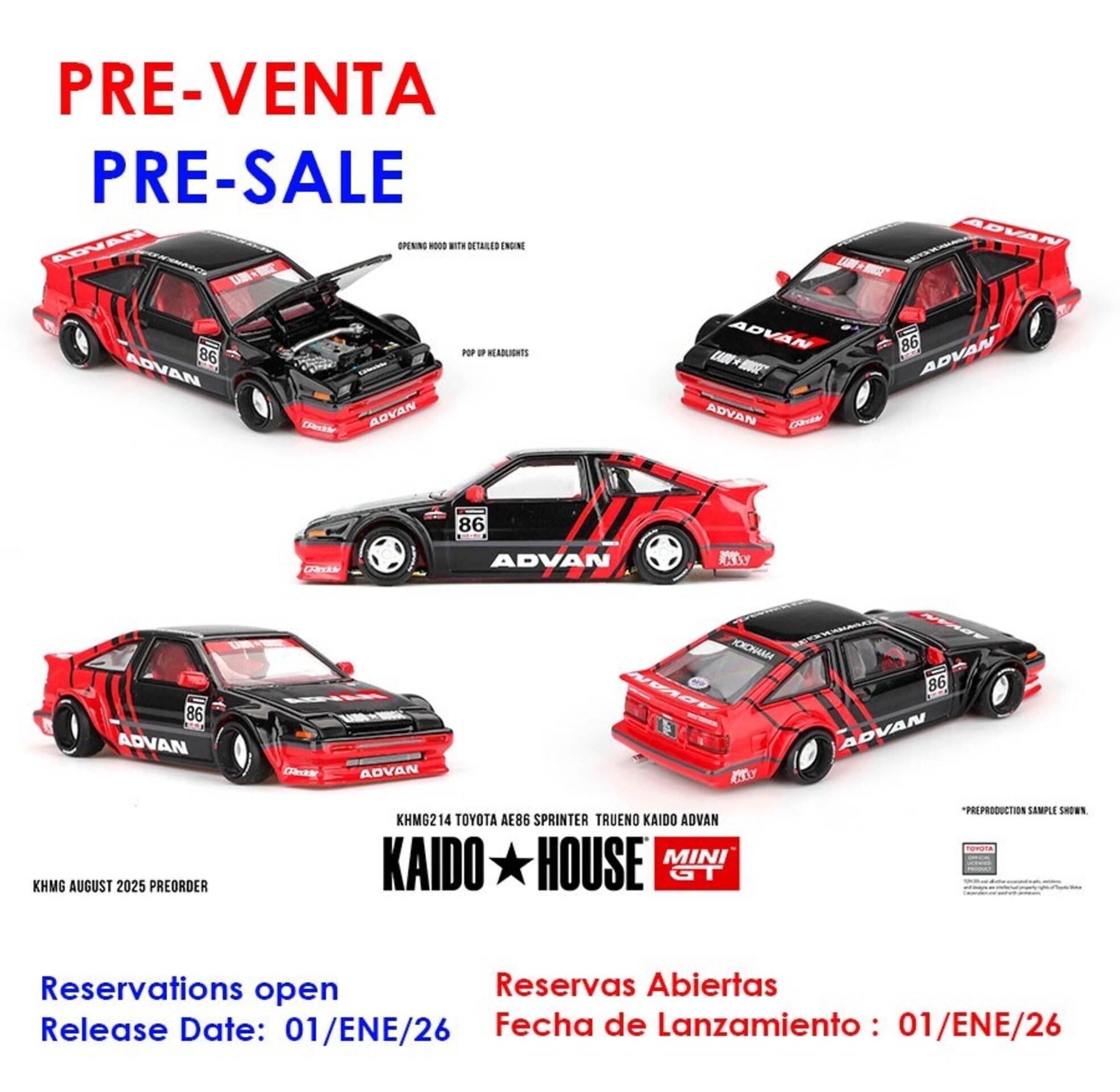 Mini GT 1:64 Toyota AE86 Sprinter Trueno Kaido Advan 1983 – Kaido  ( PRE VENTA ) - 1