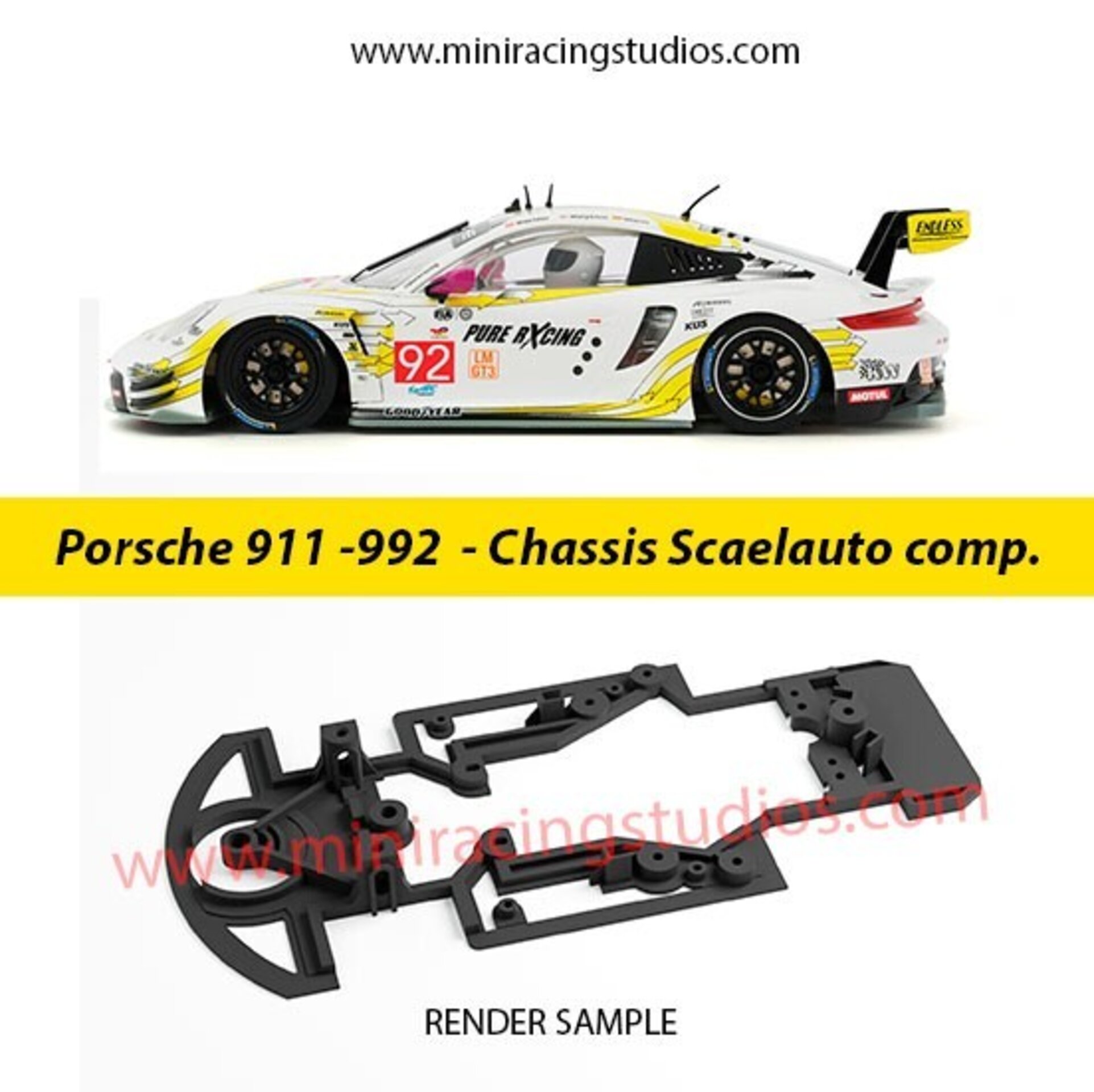 Chasis 3D Porsche 911 - 992  Scaleauto – Composite Carbono – Slot.it / RT3 - 1
