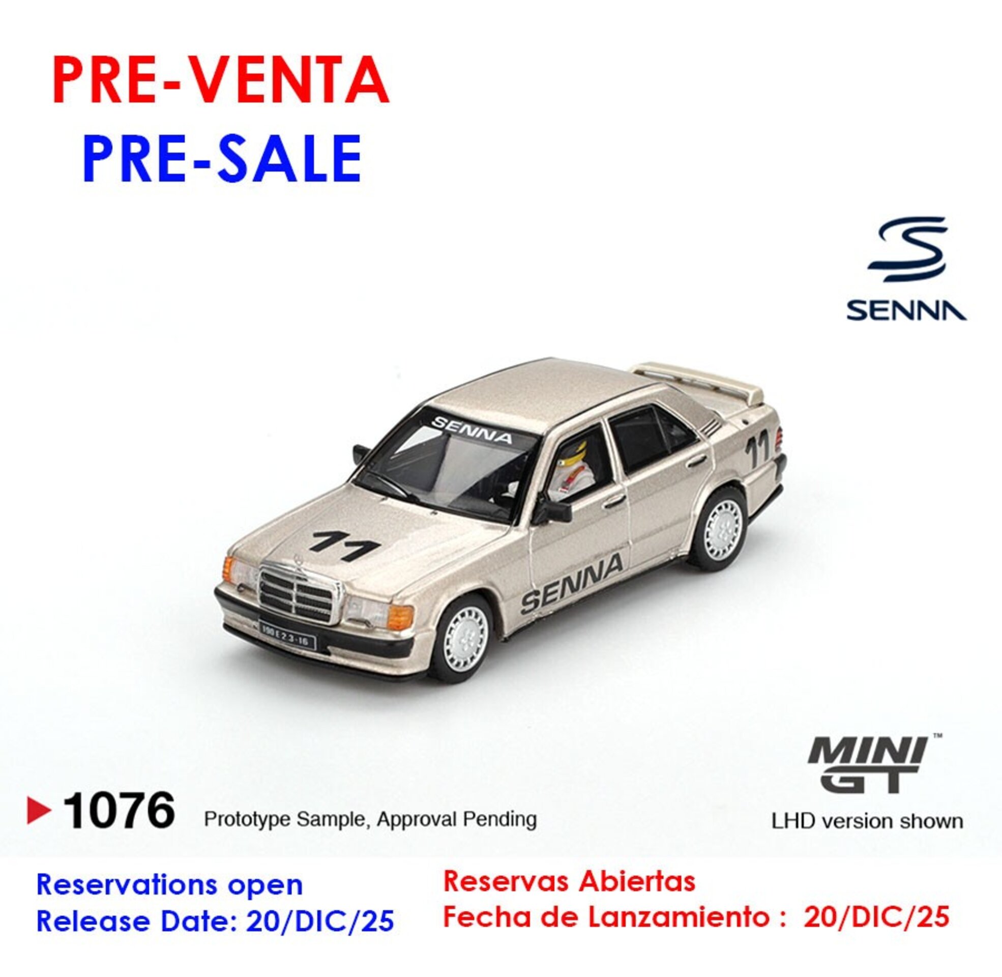 (PRE VENTA) Mini GT 1:64 Mercedes-Benz 190E 2.3-16 Ayrton Senna – Race of Champi - 1