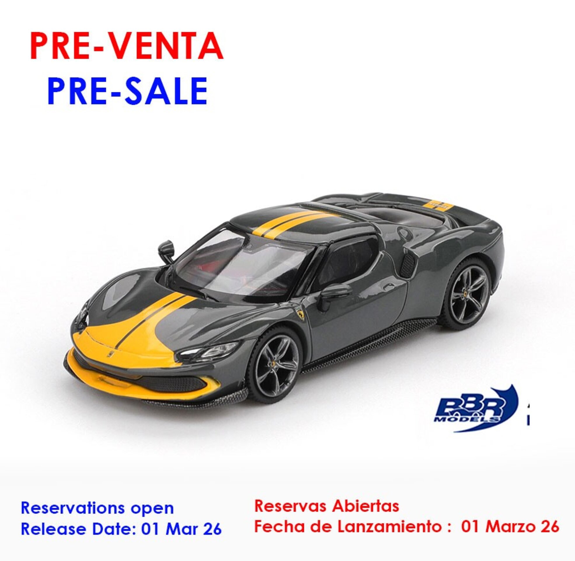 (PRE VENTA) 1:64 FERRARI 296 GTB ASSETTO FIORANO GRIGIO SCURO 2024 – BBR - 1