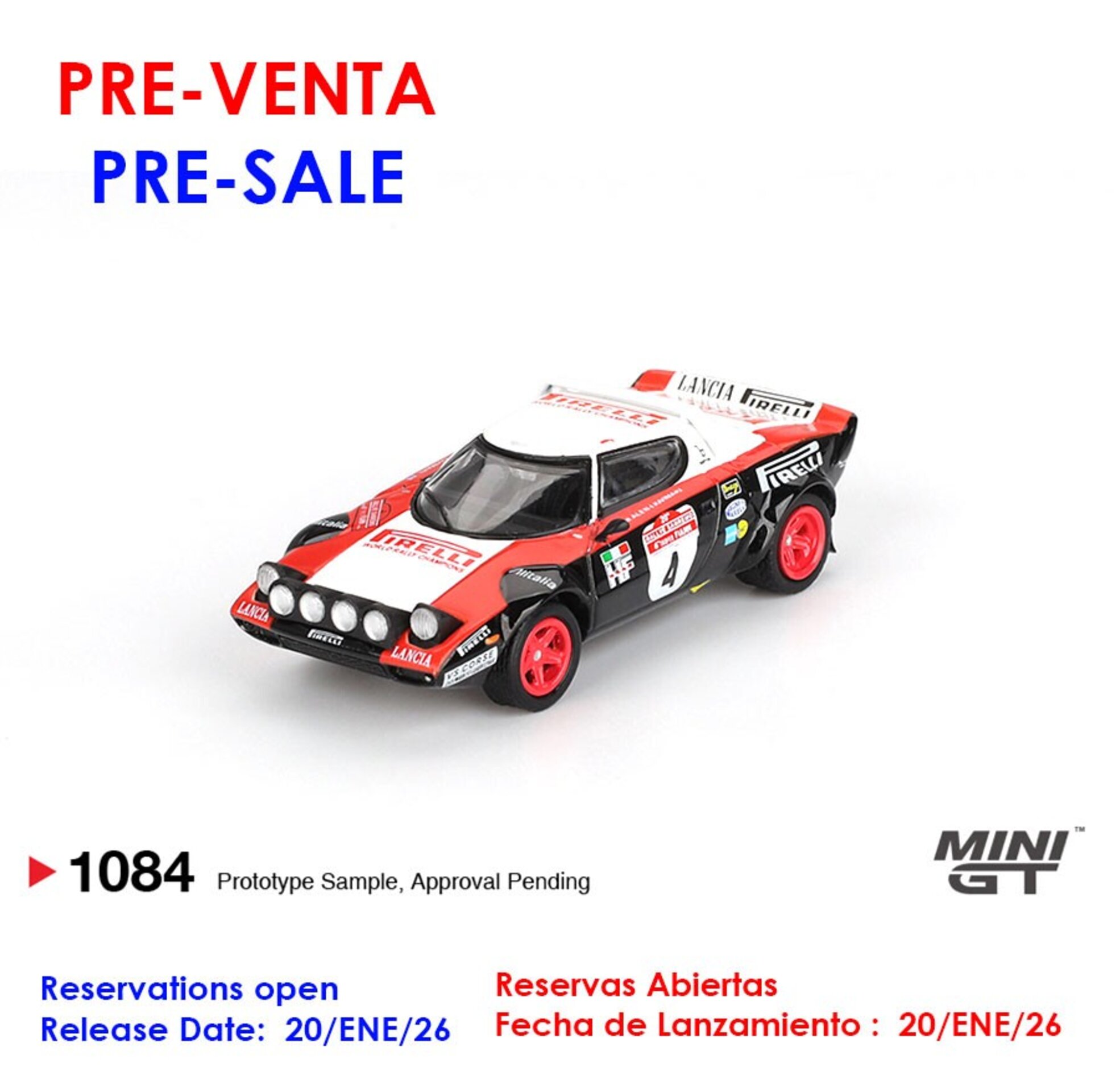 (PRE VENTA) Mini GT 1:64 Lancia Stratos HF #4 Rally Sanremo Winner 1978 - 1