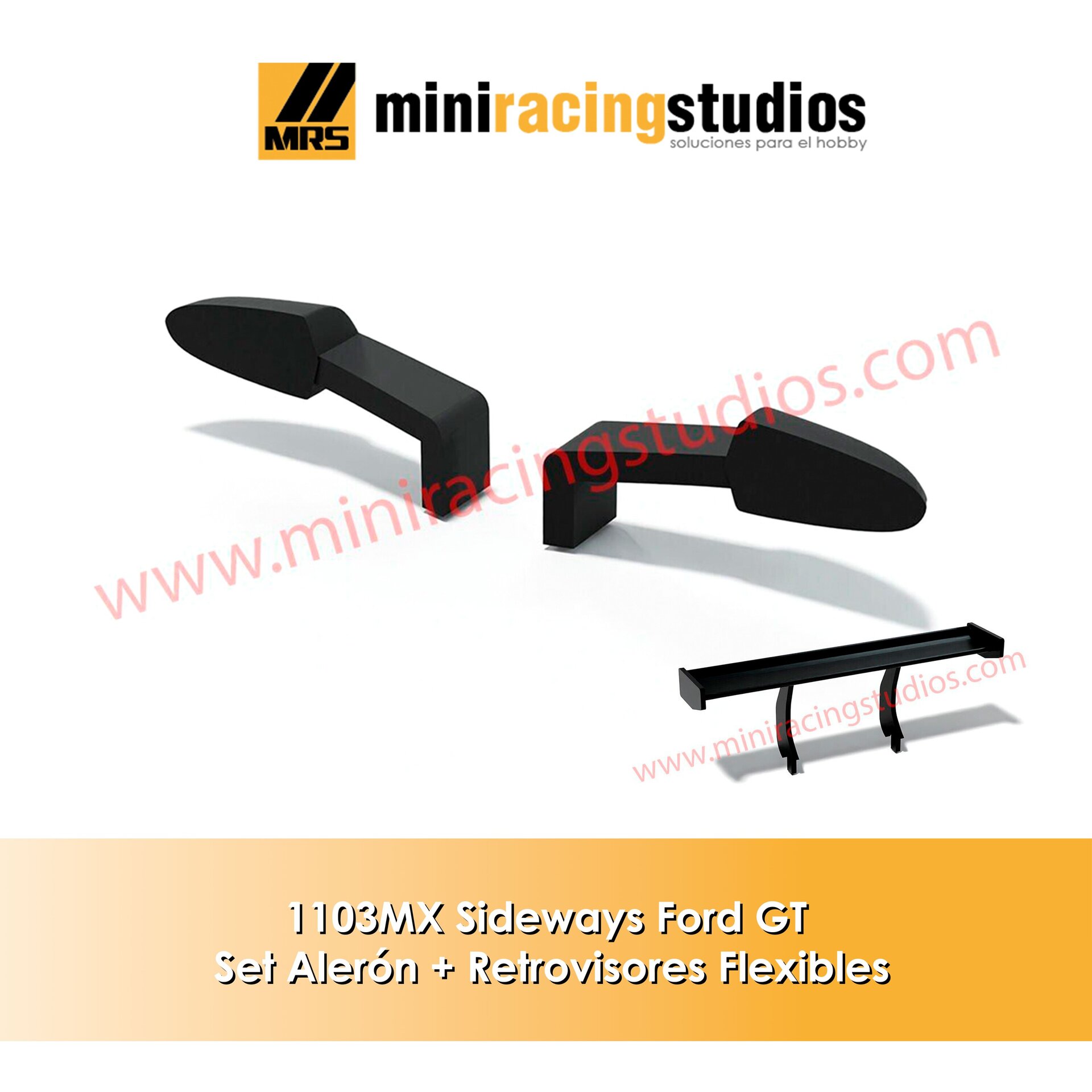 Set Alerón + Retros  para el Ford GT de Sideways (Flex o Bicomponente) - 3