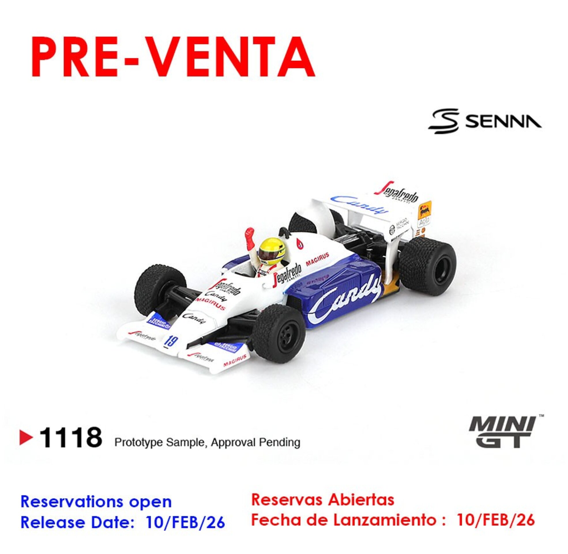 (PRE VENTA) Mini GT 1:64 Toleman TG184 Ayrton Senna – Monaco GP 2nd Place 1994 - 1