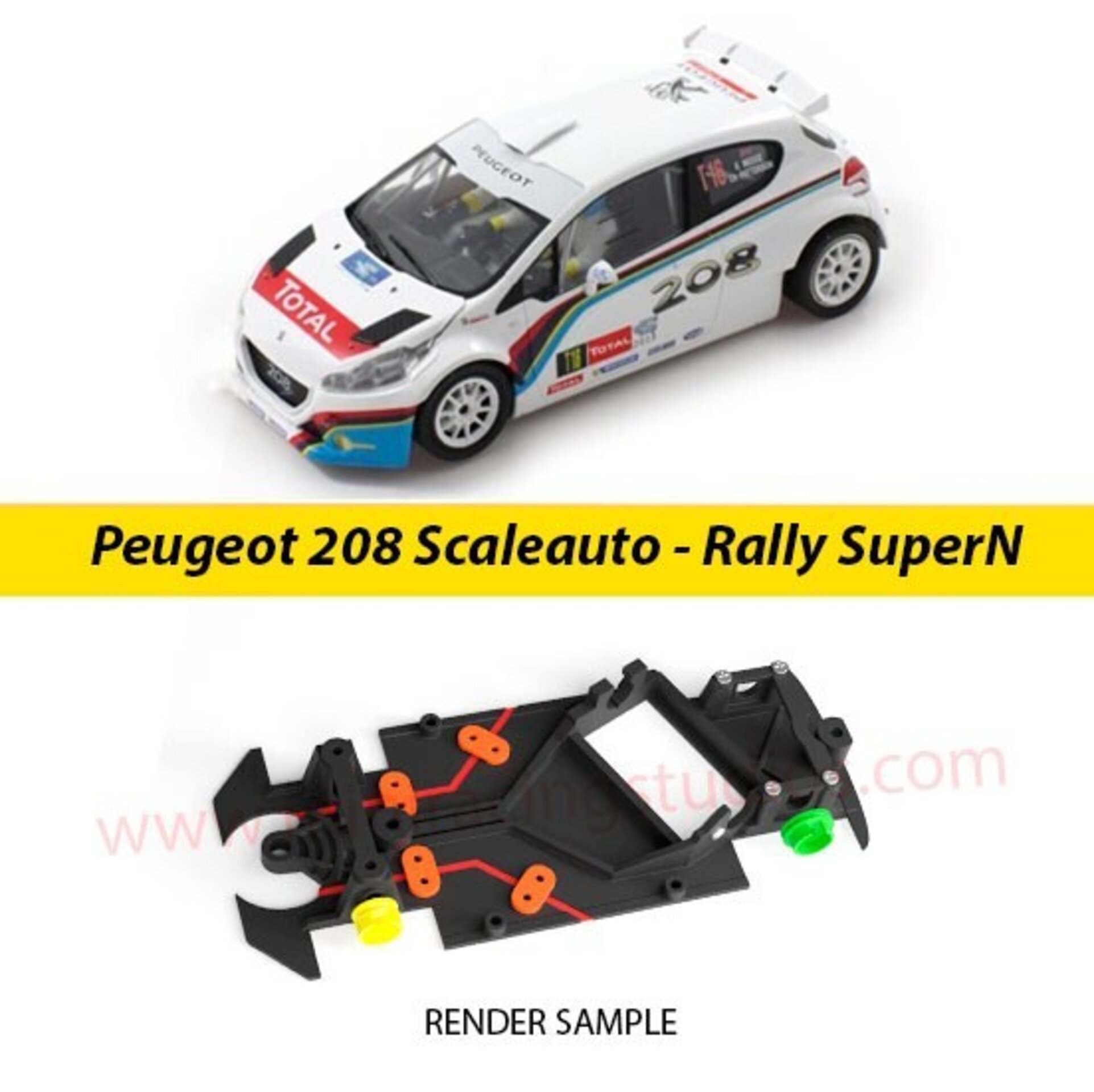 Chasis SN3D Peugeot 208 Scaleauto Rally motor ángulo MULTIFLEX - 1