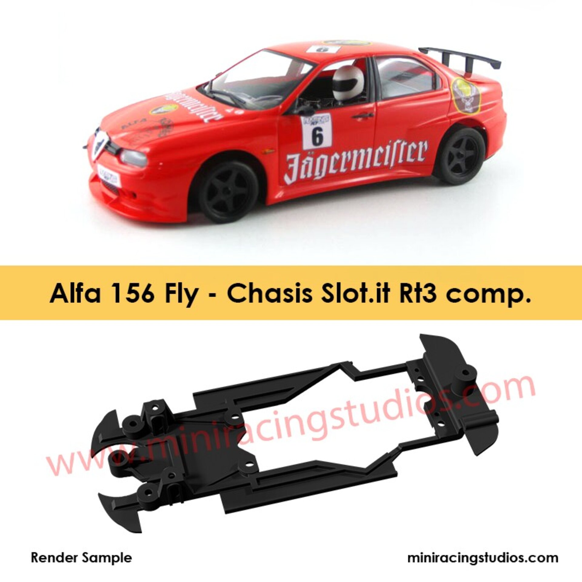 Chasis 3D Alfa 156 Fly / Flyslot / SlotWings Compatible con Slot.it. - 1