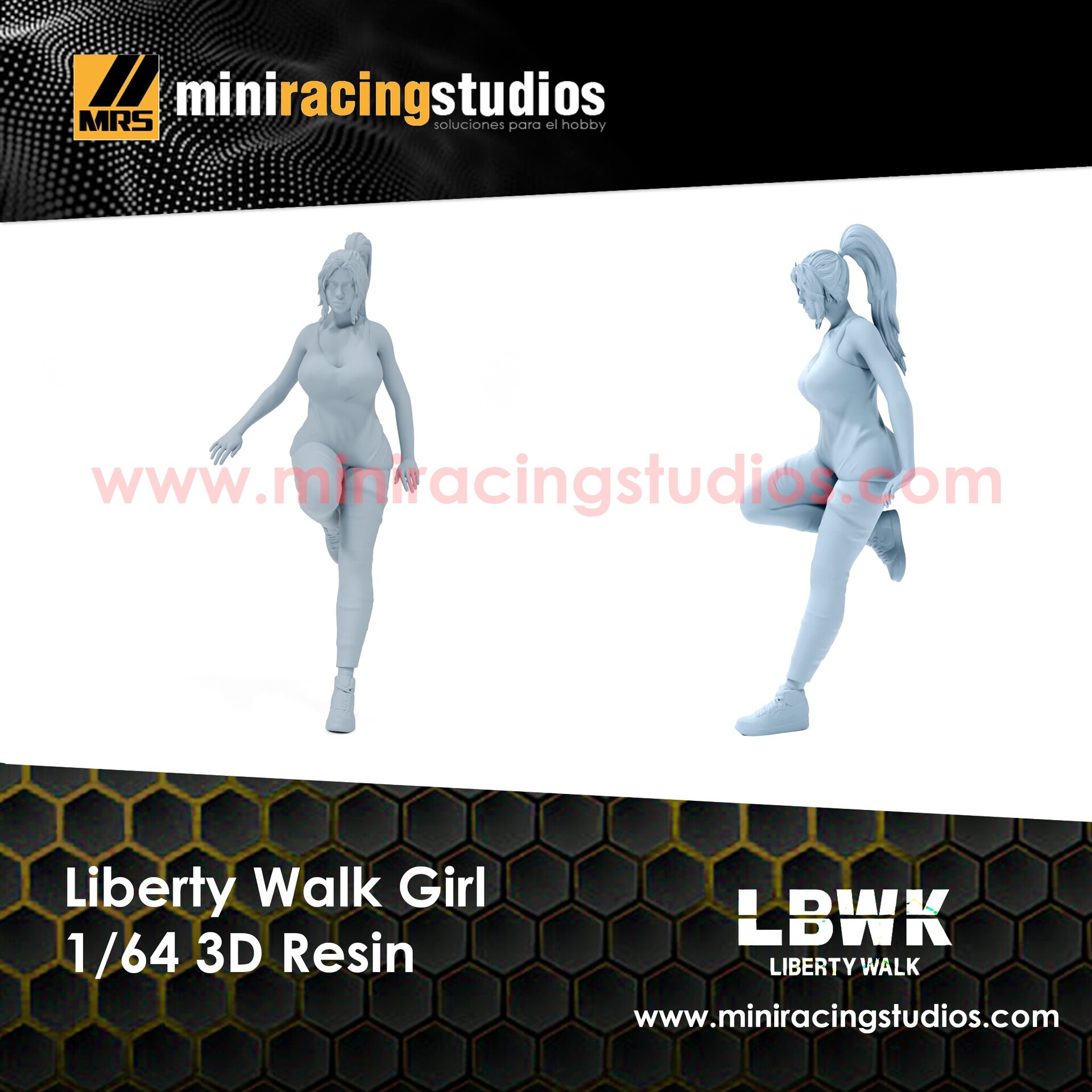 Figura Liberty Walk Girl 1/64 sin pintar en Resina – MiniRacing64 - 1