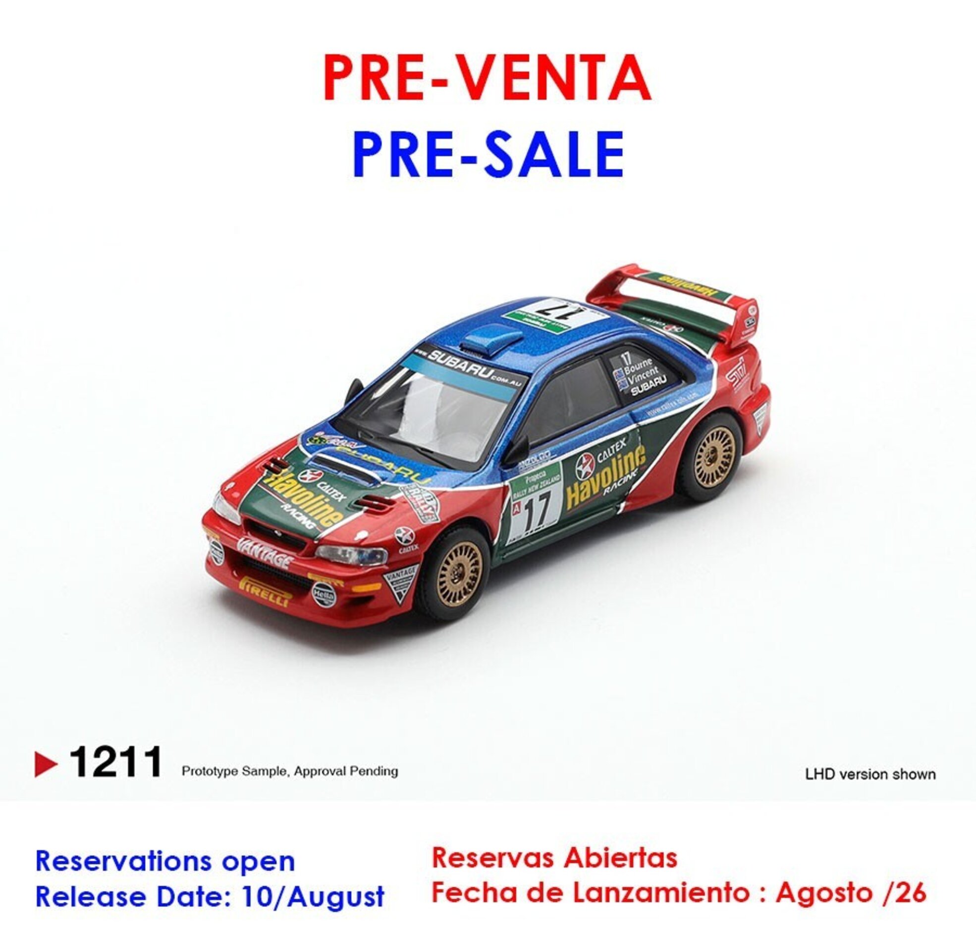 (PRE VENTA) 1:64 SUBARU IMPREZA WRC98 #17 RALLY NEW ZEALAND 2000 Mini GT - 1